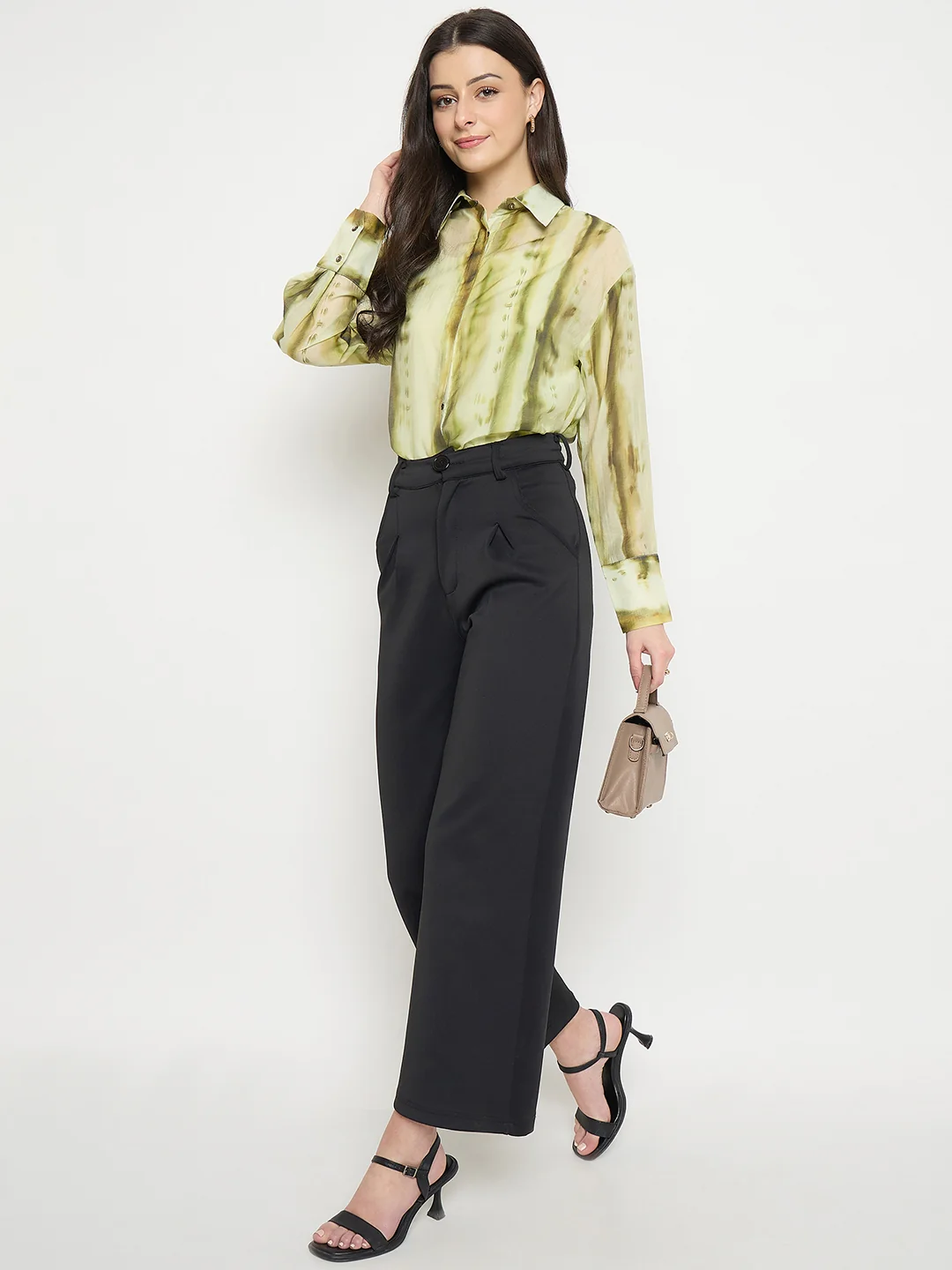 Madame Green Tencel Nylon Blend Printed Shirt - Image 4
