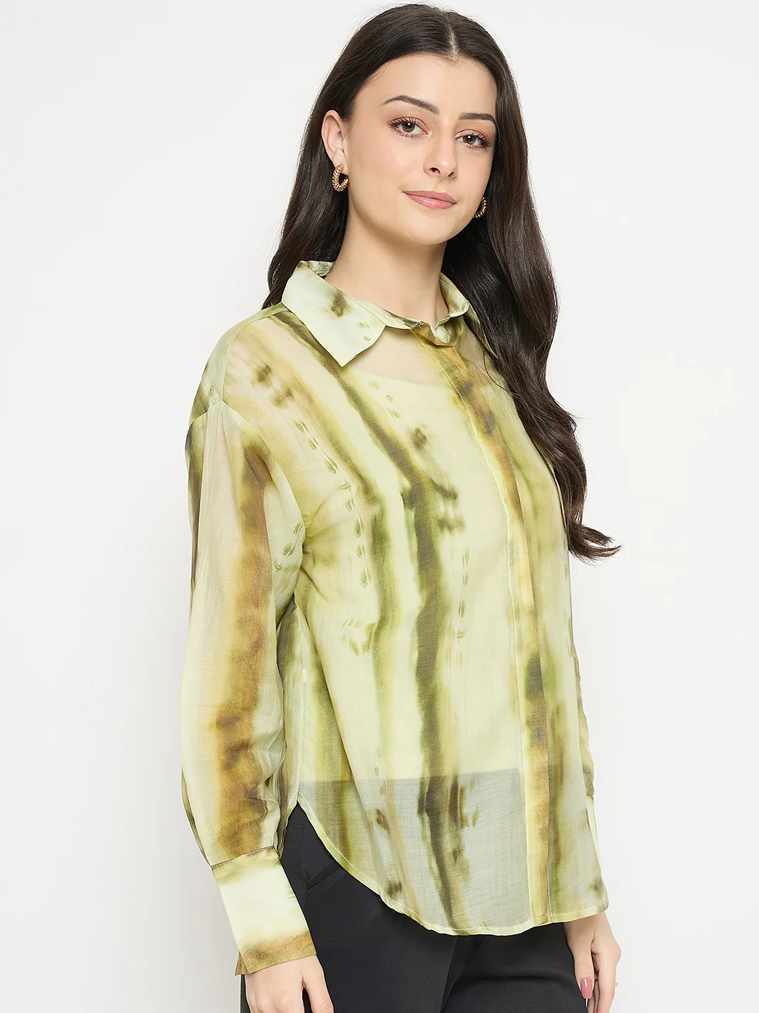 Madame Green Tencel Nylon Blend Printed Shirt - Image 5