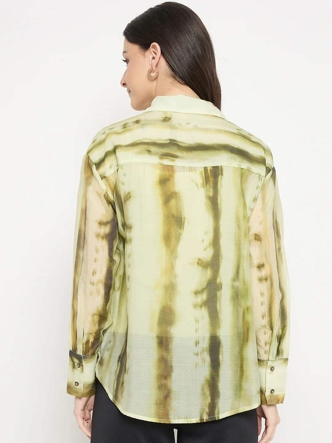 Madame Green Tencel Nylon Blend Printed Shirt - Image 7