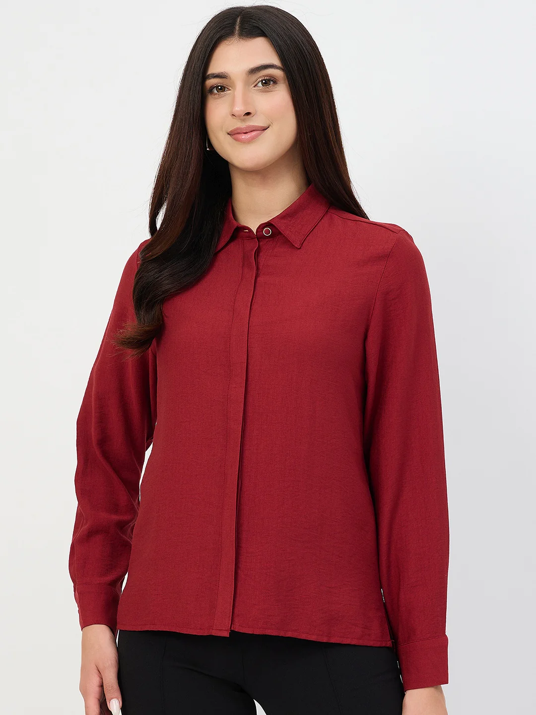 Madame Maroon Rayon-Blend Shirt
