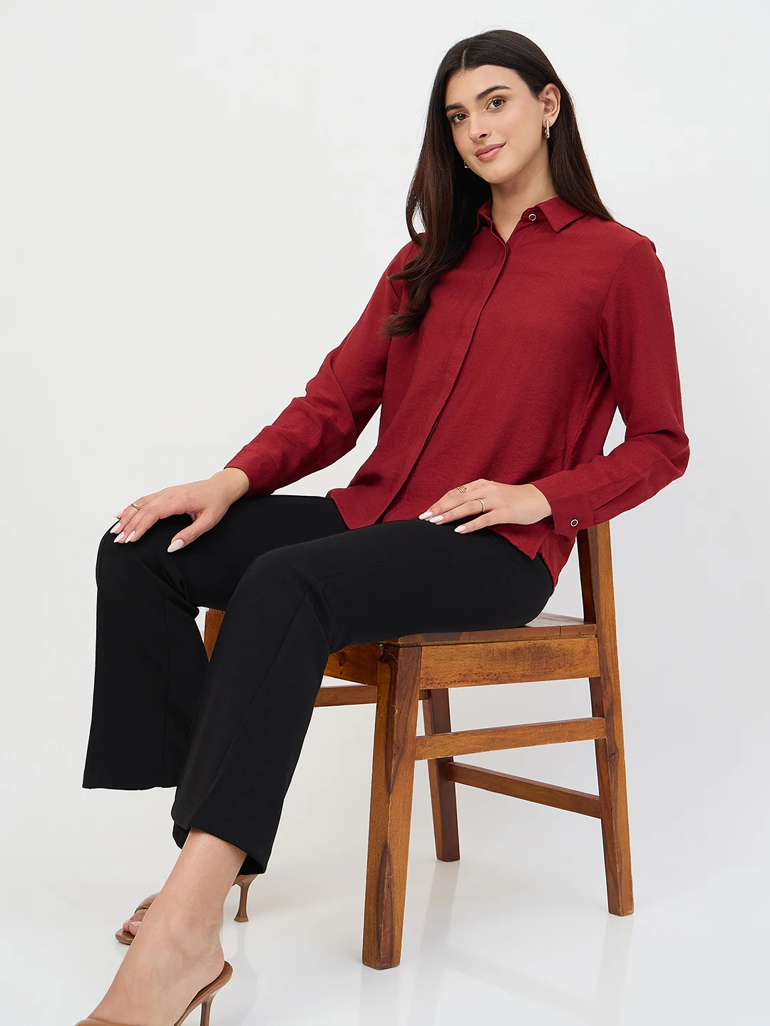 Madame Maroon Rayon-Blend Shirt - Image 3
