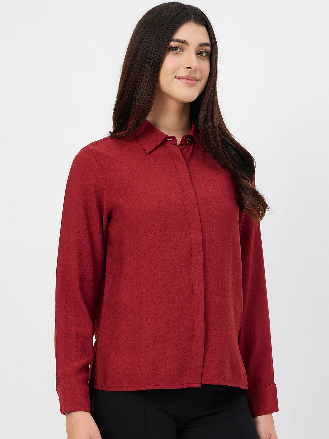Madame Maroon Rayon-Blend Shirt - Image 4