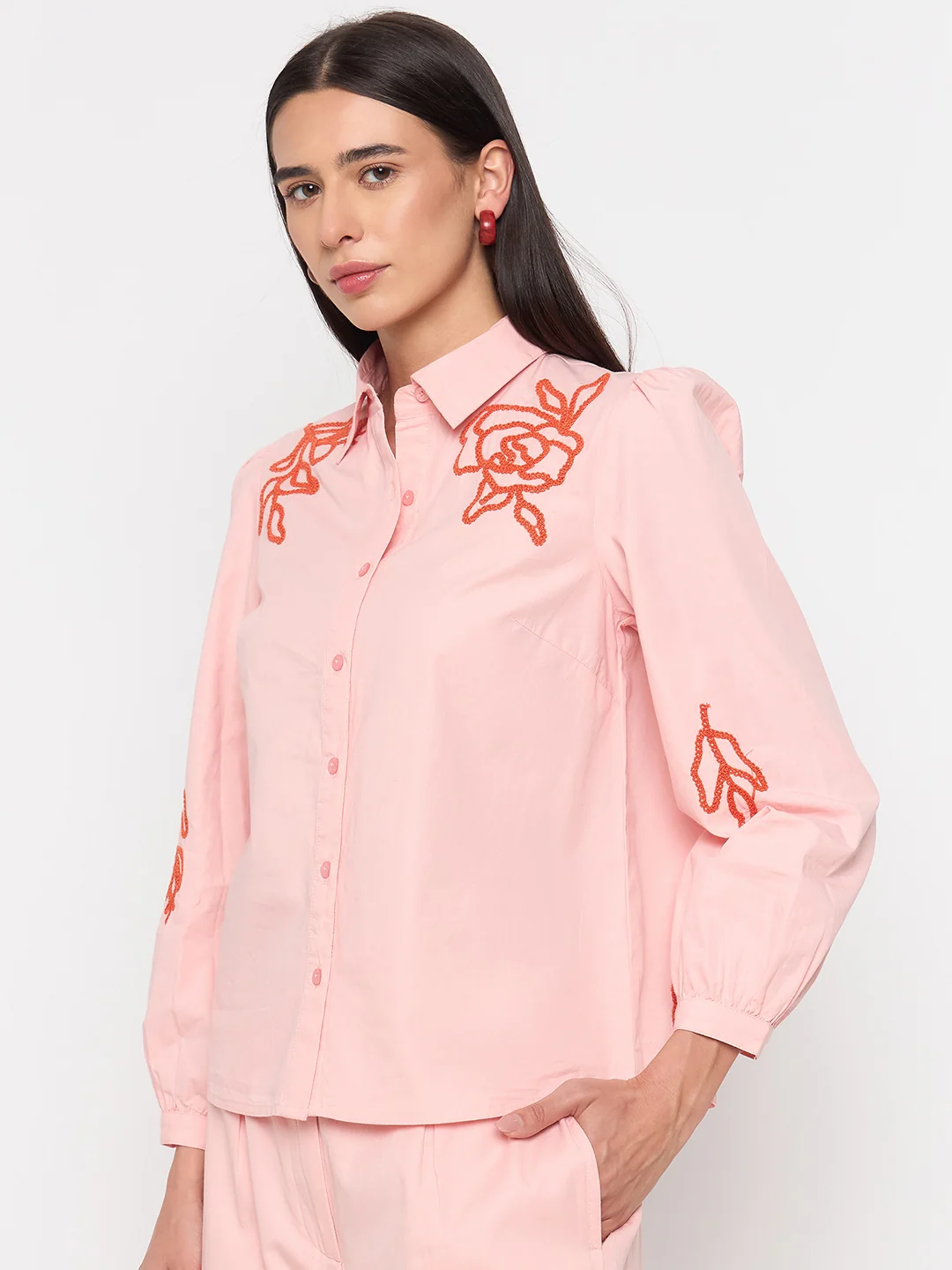 Madame Blush Pink Cotton Shirt - Image 6