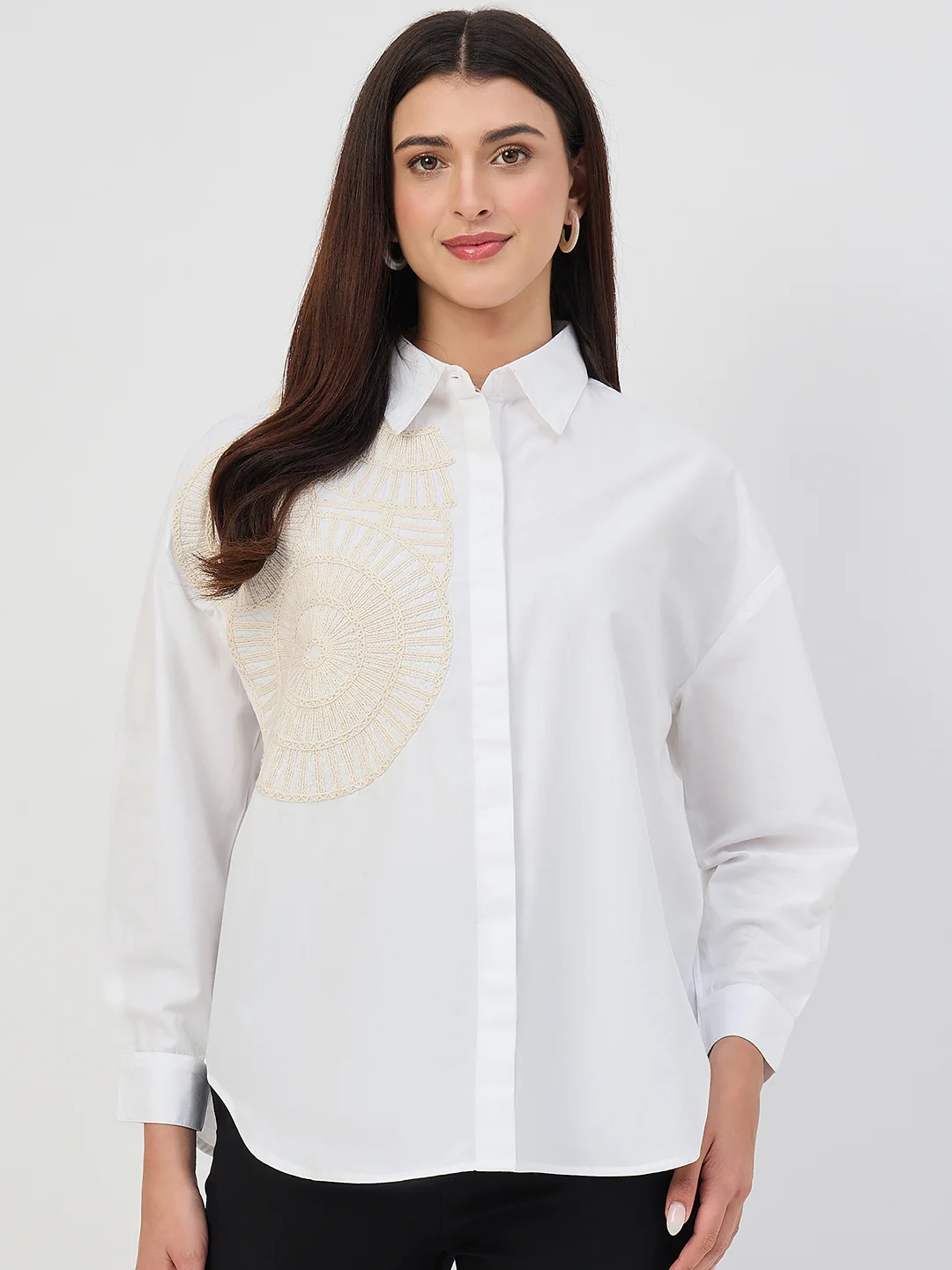 Madame White Embroidered Cotton Shirt - Image 2