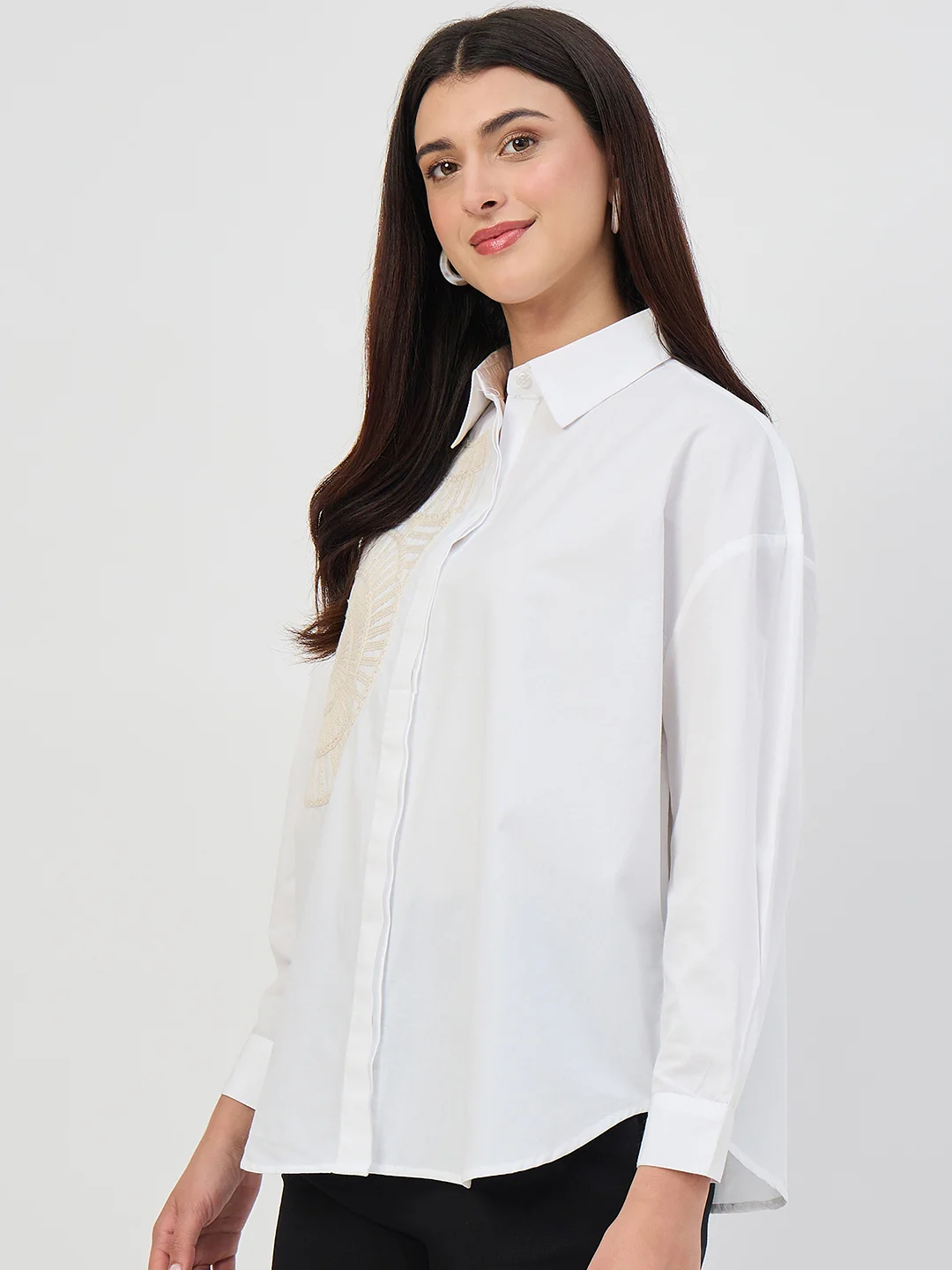 Madame White Embroidered Cotton Shirt - Image 6