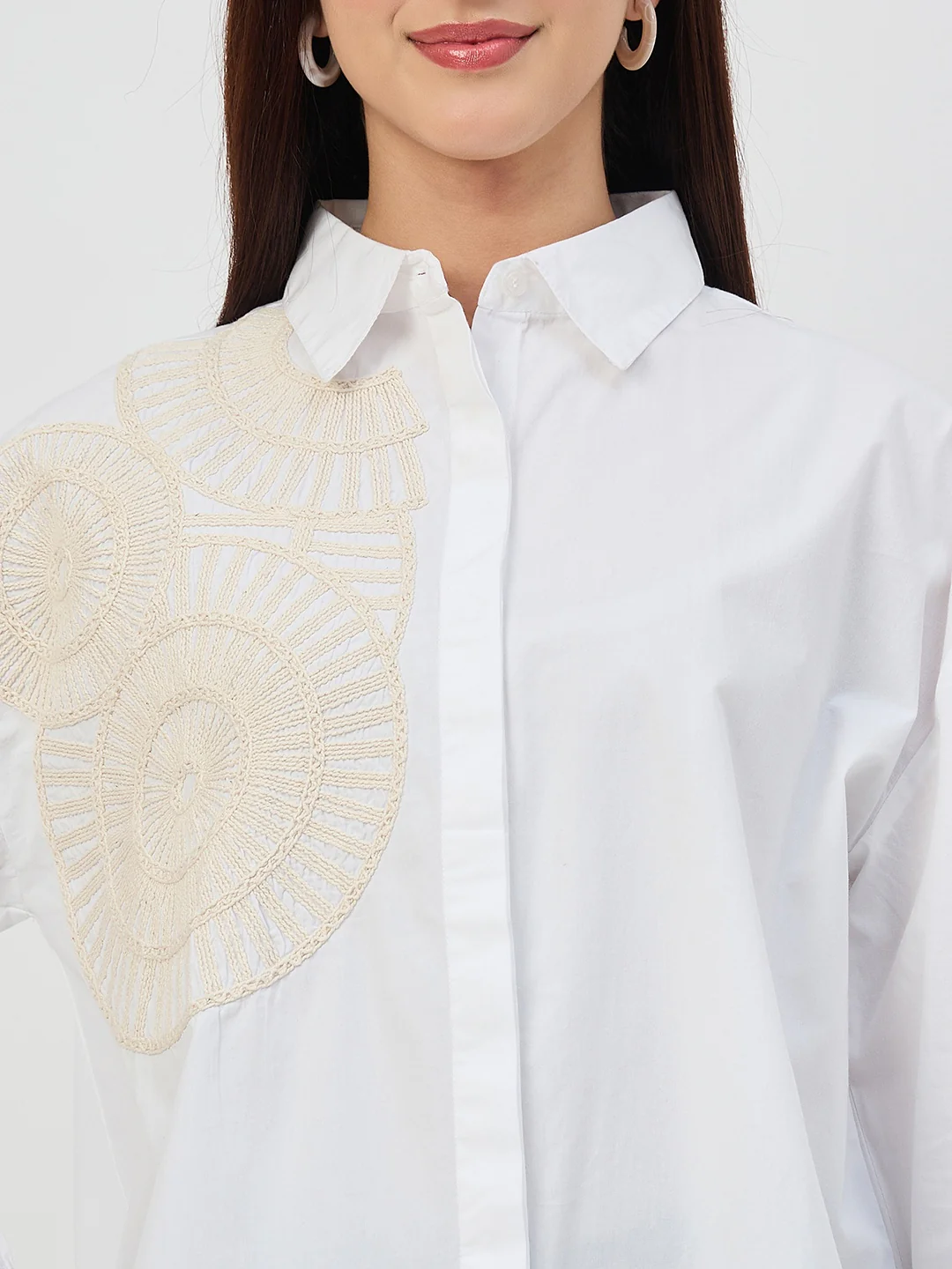 Madame White Embroidered Cotton Shirt - Image 8