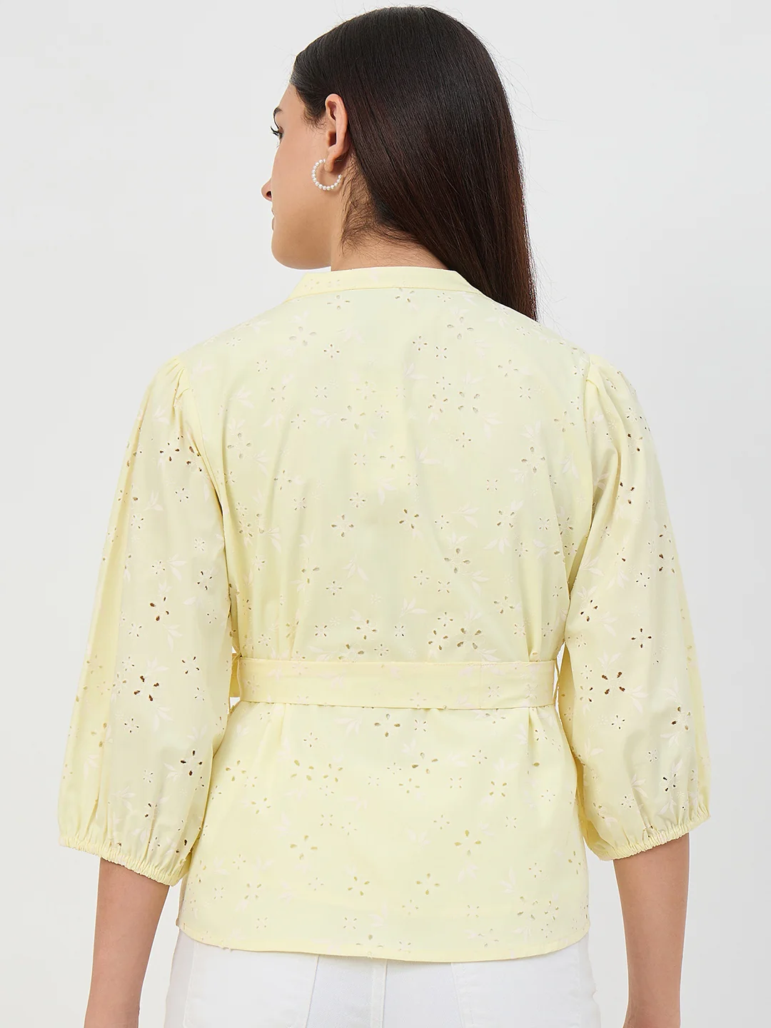 Madame Butter Yellow Belted Cotton Top - Image 7