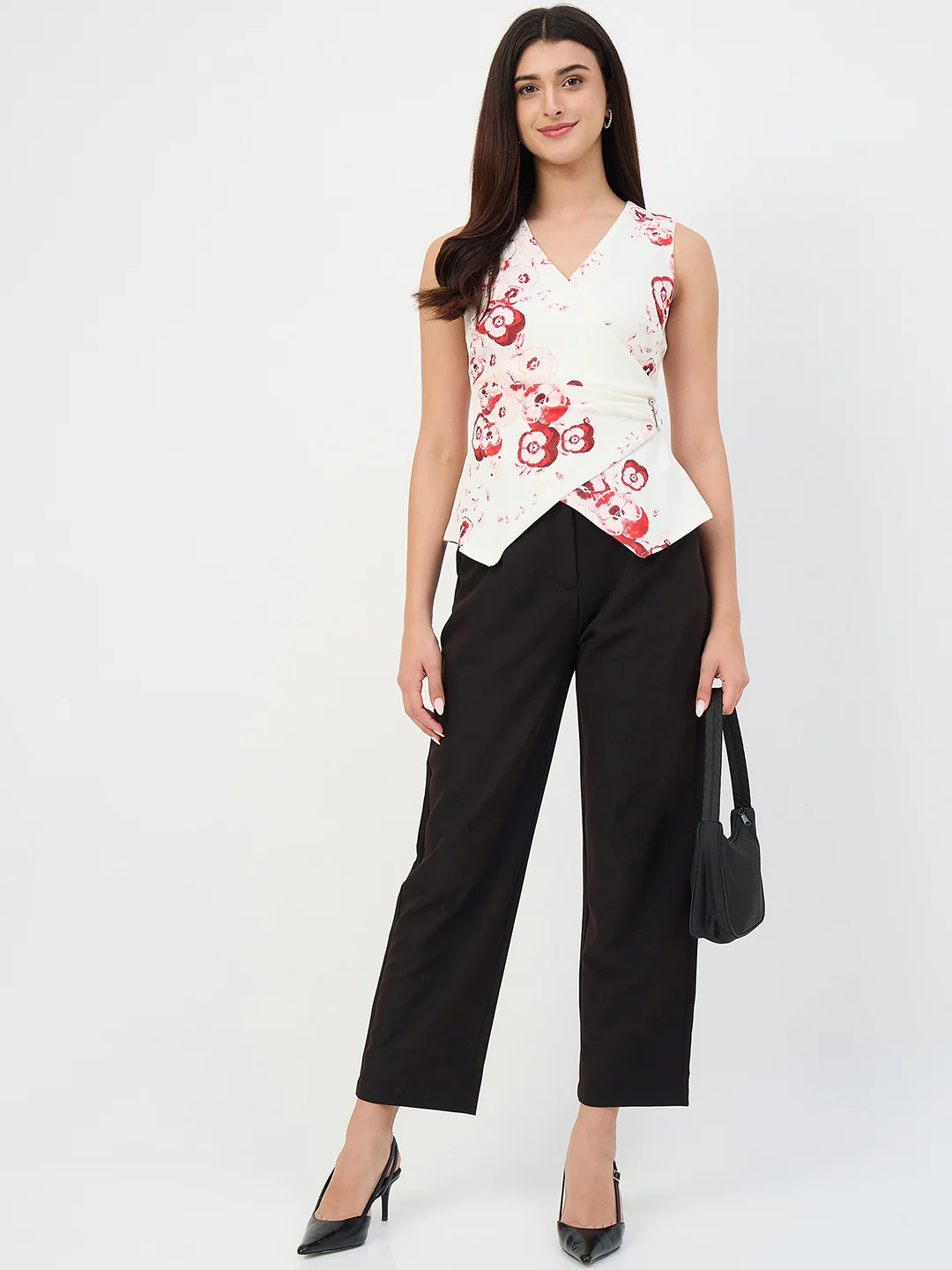 Madame Off-White Printed Surplice Vest Top - Image 3