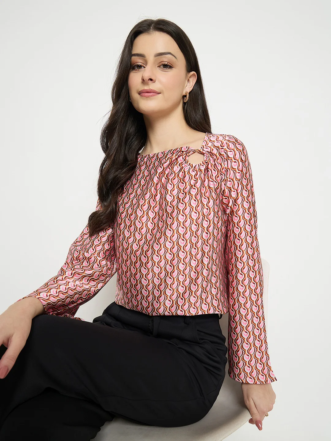 Madame Multi Color Chevron Print Top - Image 2