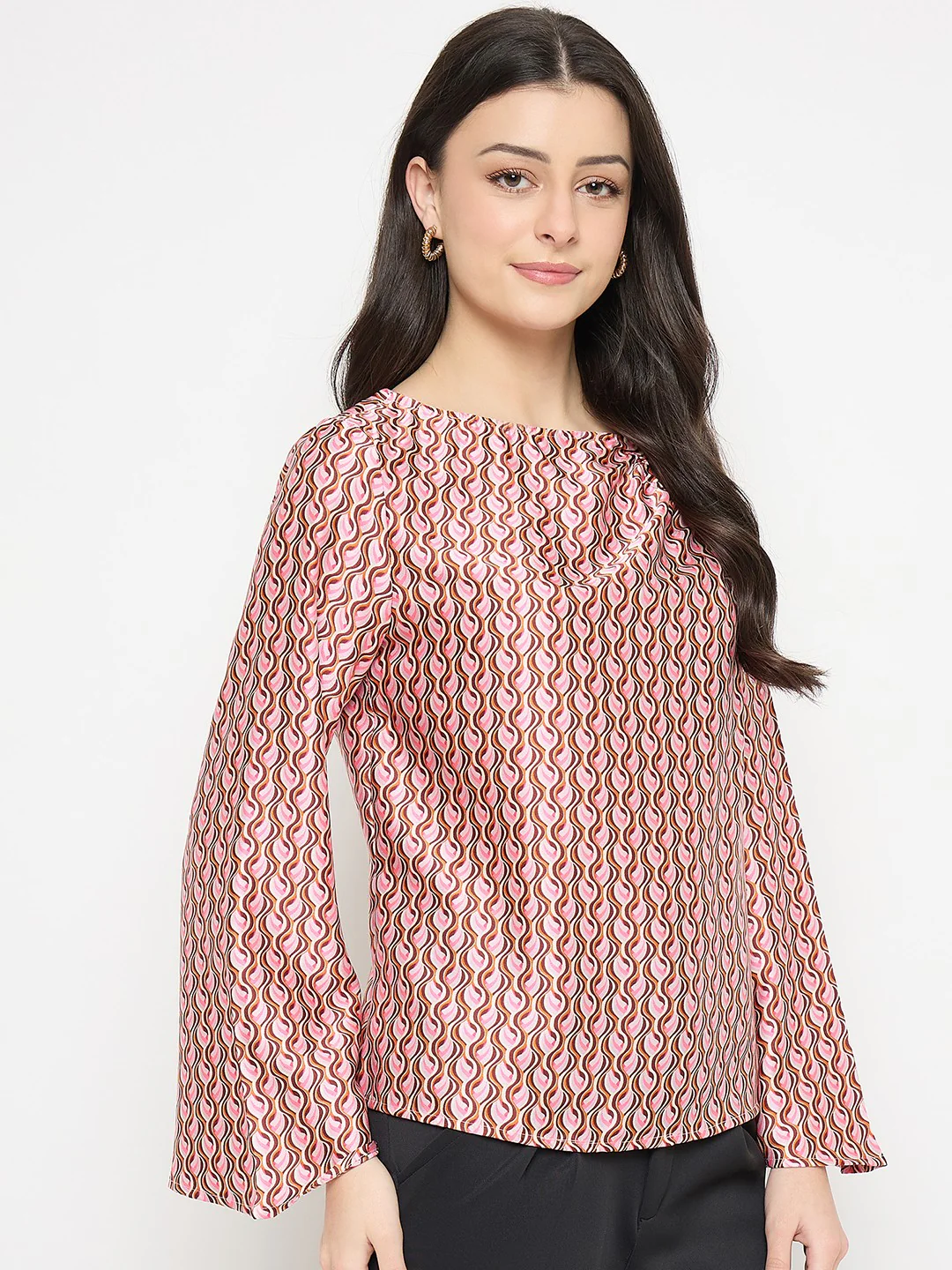 Madame Multi Color Chevron Print Top - Image 4