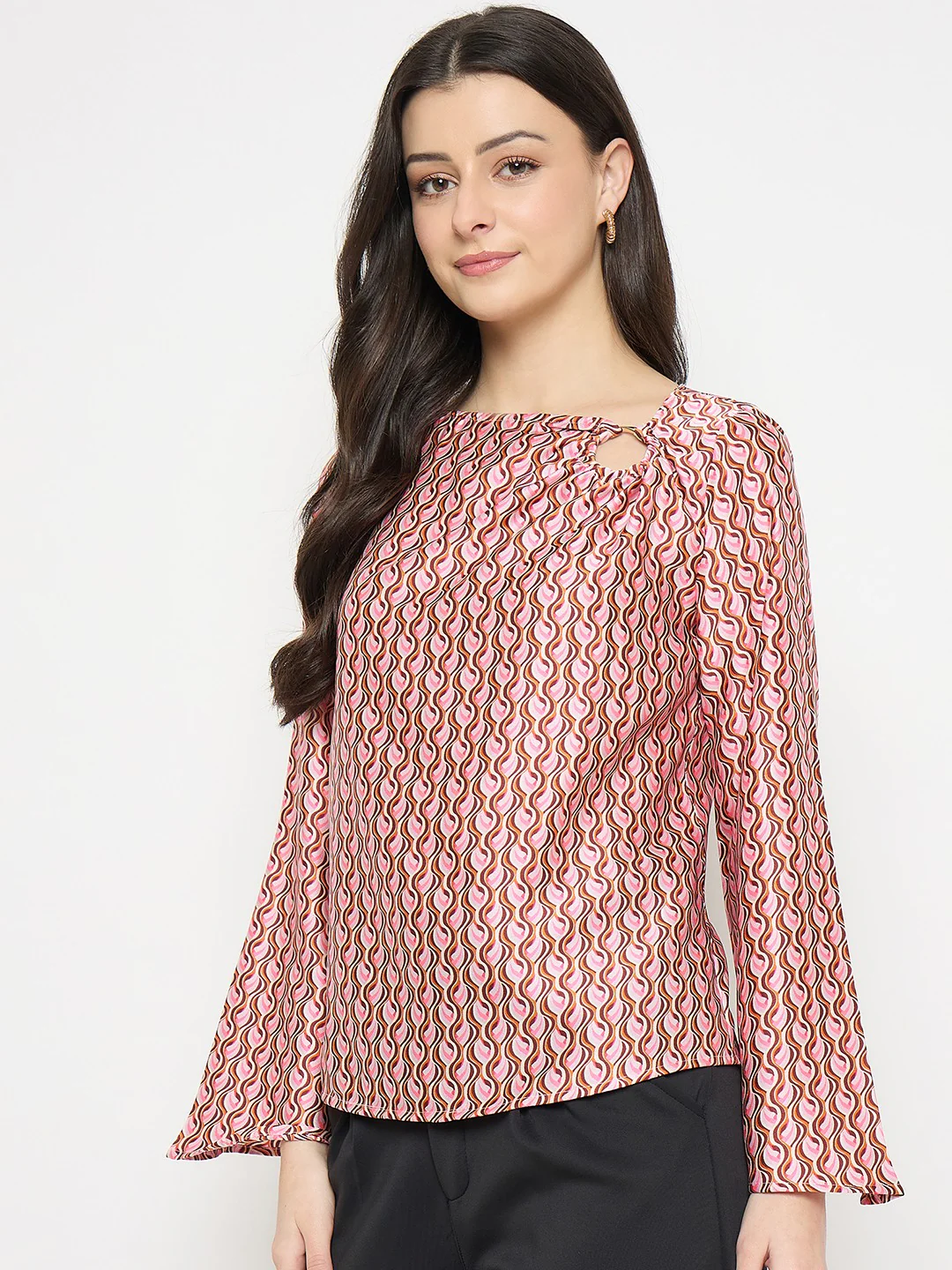 Madame Multi Color Chevron Print Top - Image 5