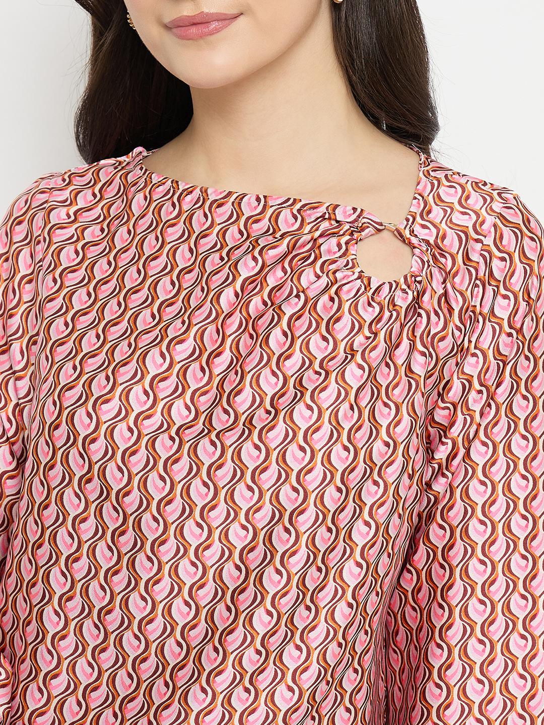 Madame Multi Color Chevron Print Top - Image 7