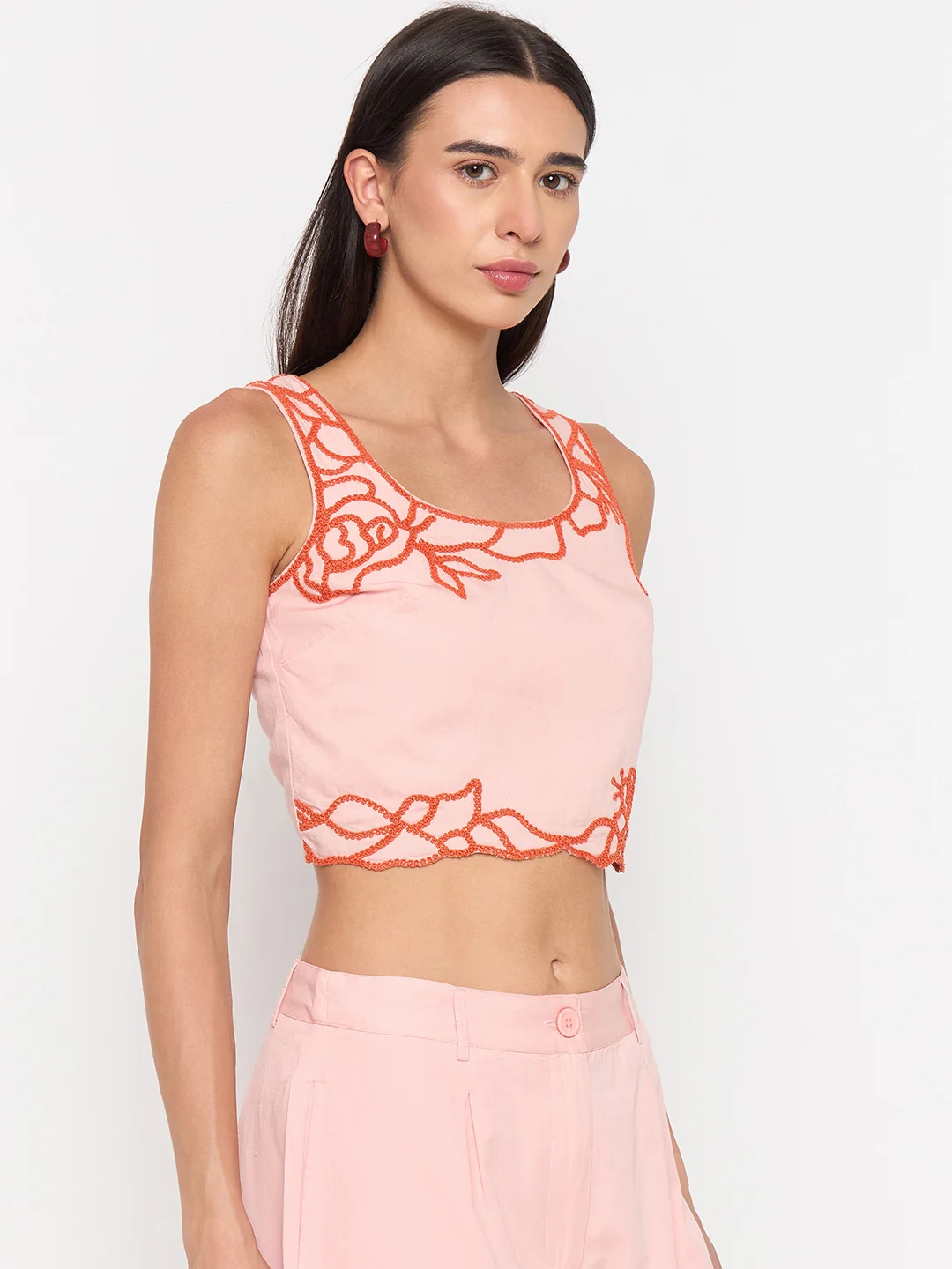 Madame Blush Pink Cotton Puff-Sleeve Top - Image 4
