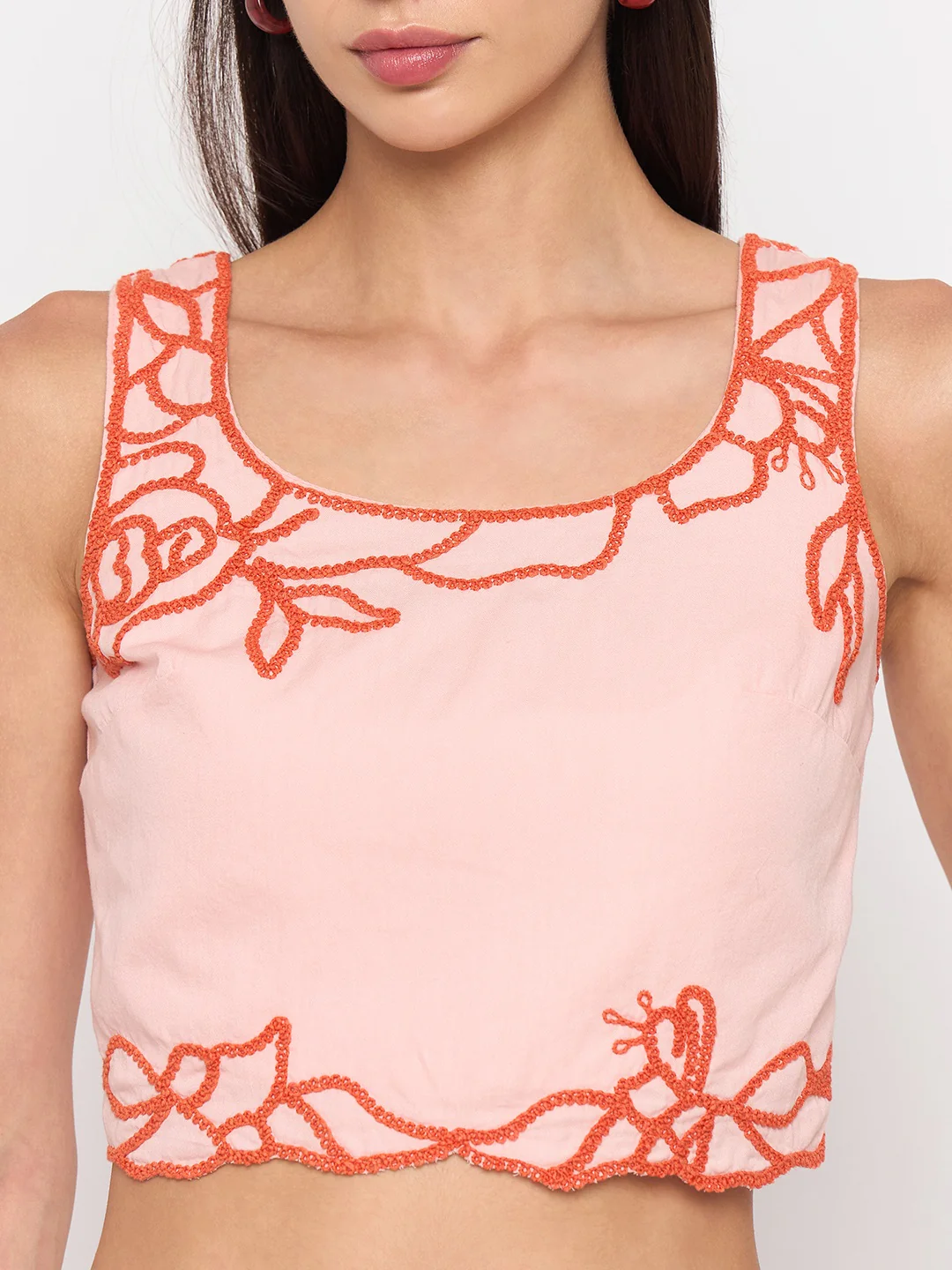 Madame Blush Pink Cotton Puff-Sleeve Top - Image 6