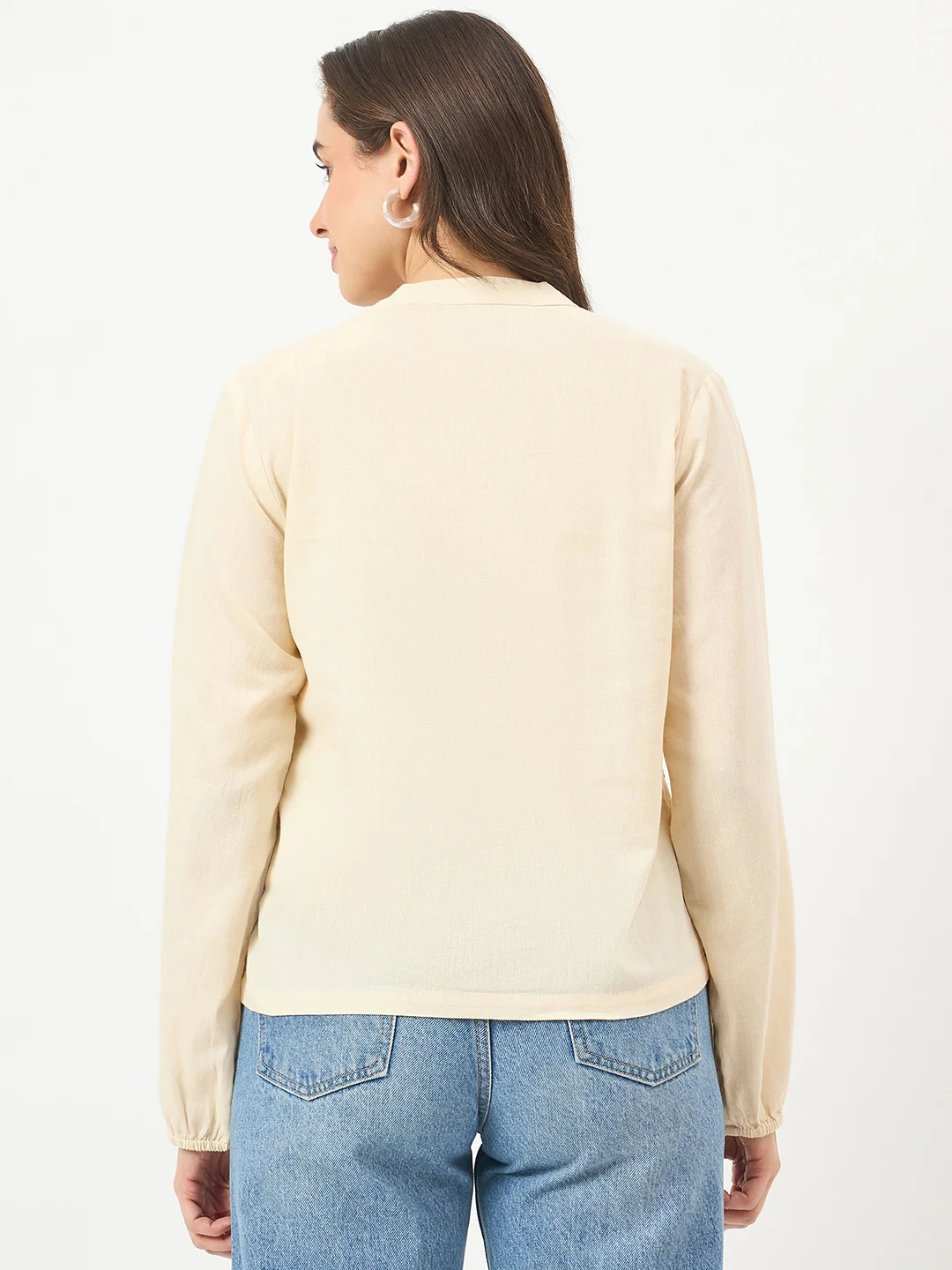Madame Off-White Cotton Gather Top - Image 6
