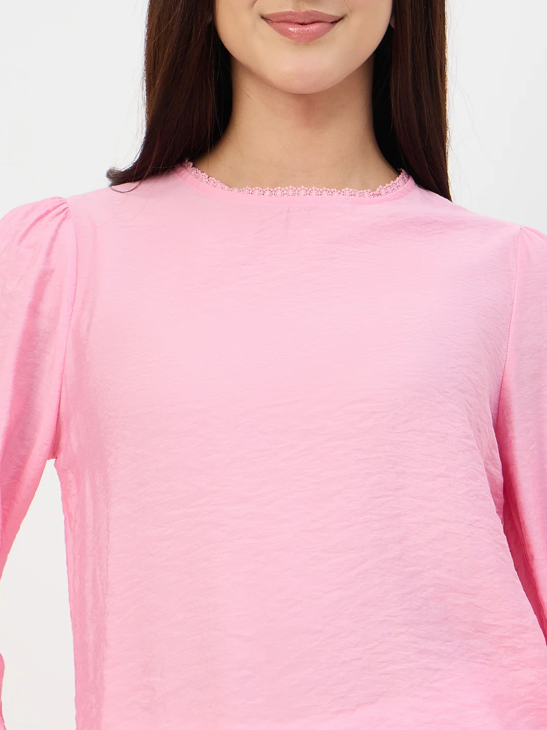 Madame Pink Embroidered Bishop-Sleeve Viscose Top - Image 7
