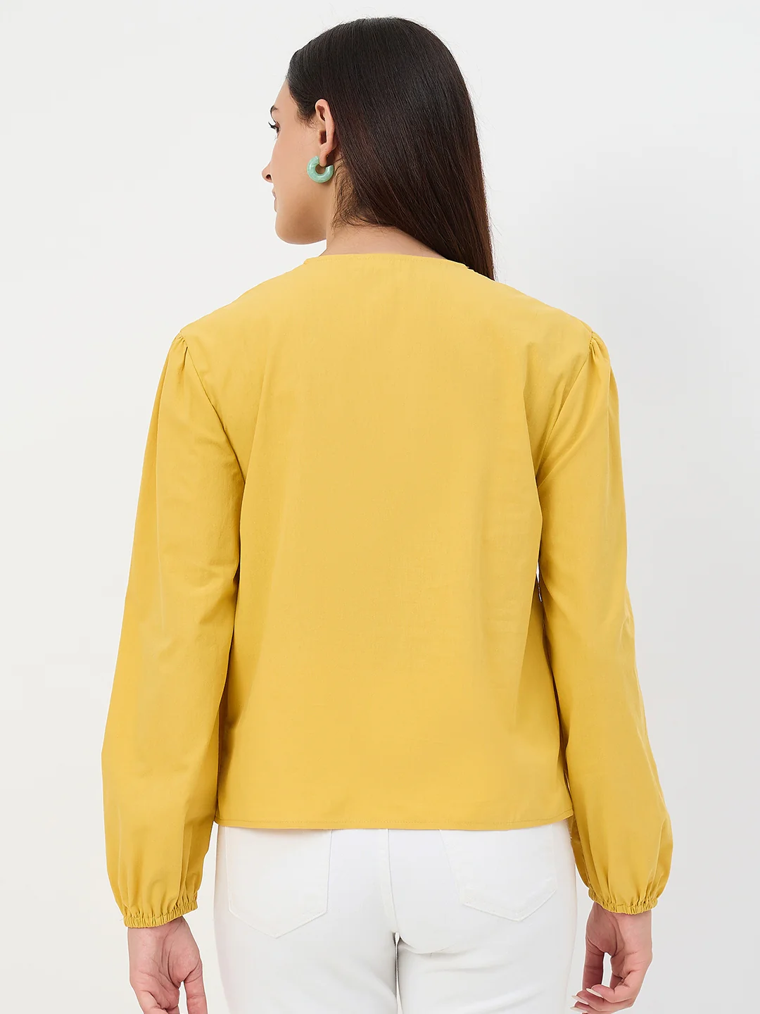 Madame Amber Haze Embroidered Puff-Sleeve Cotton Top - Image 7