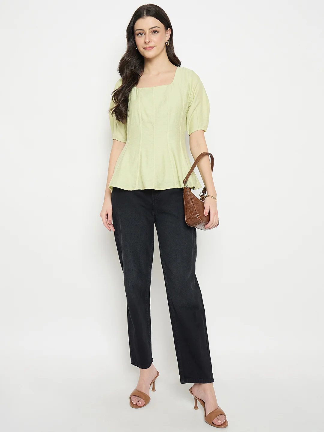 Madame Green Square neck Rayon Blend  Top - Image 3