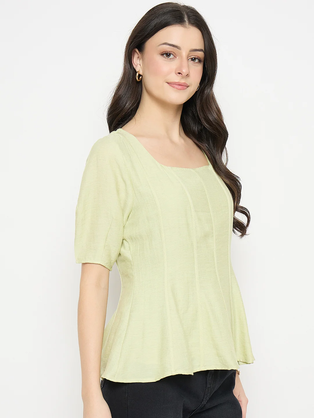 Madame Green Square neck Rayon Blend  Top - Image 4