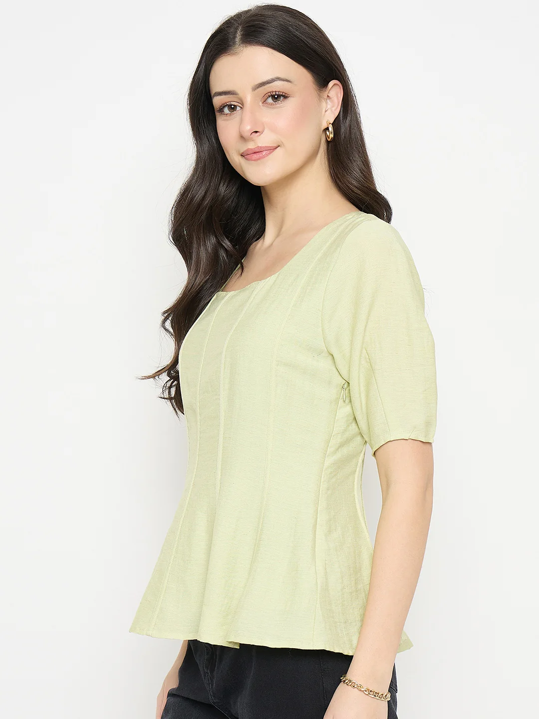 Madame Green Square neck Rayon Blend  Top - Image 5