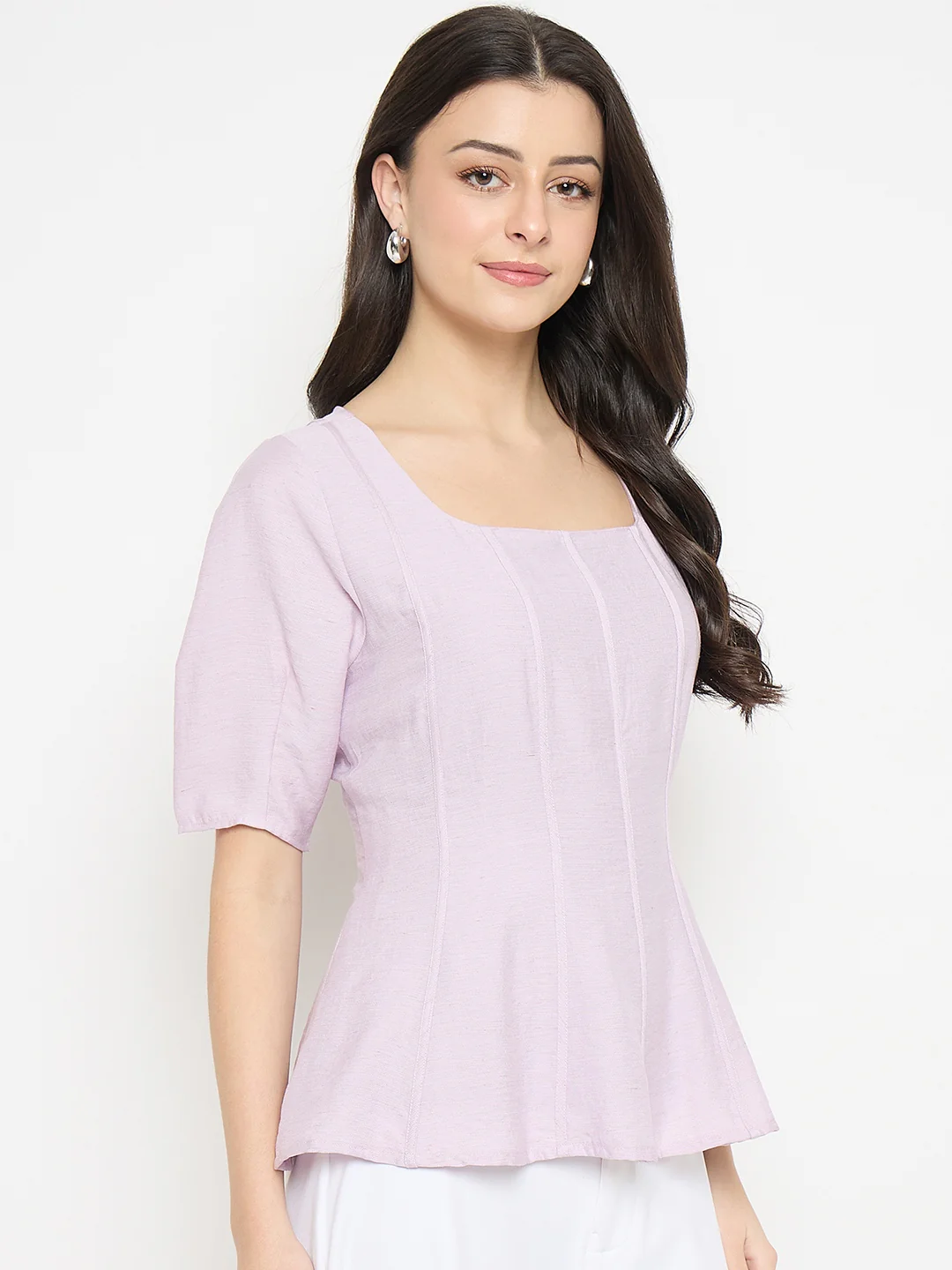 Madame Lilac Square Neck Rayon Blend Top - Image 4