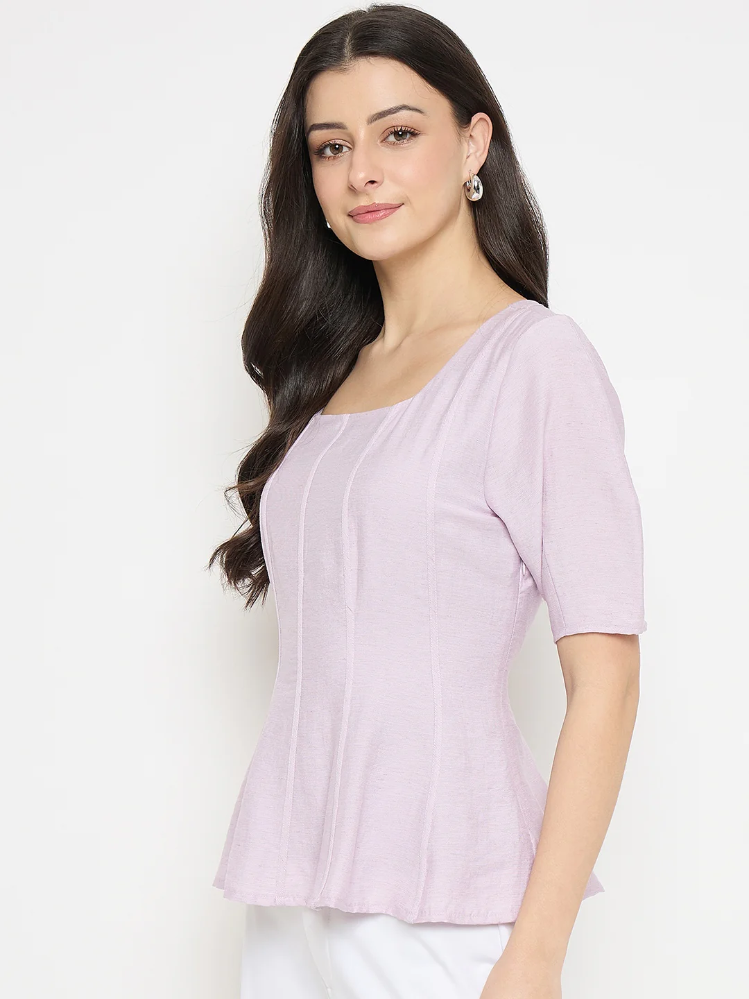 Madame Lilac Square Neck Rayon Blend Top - Image 5