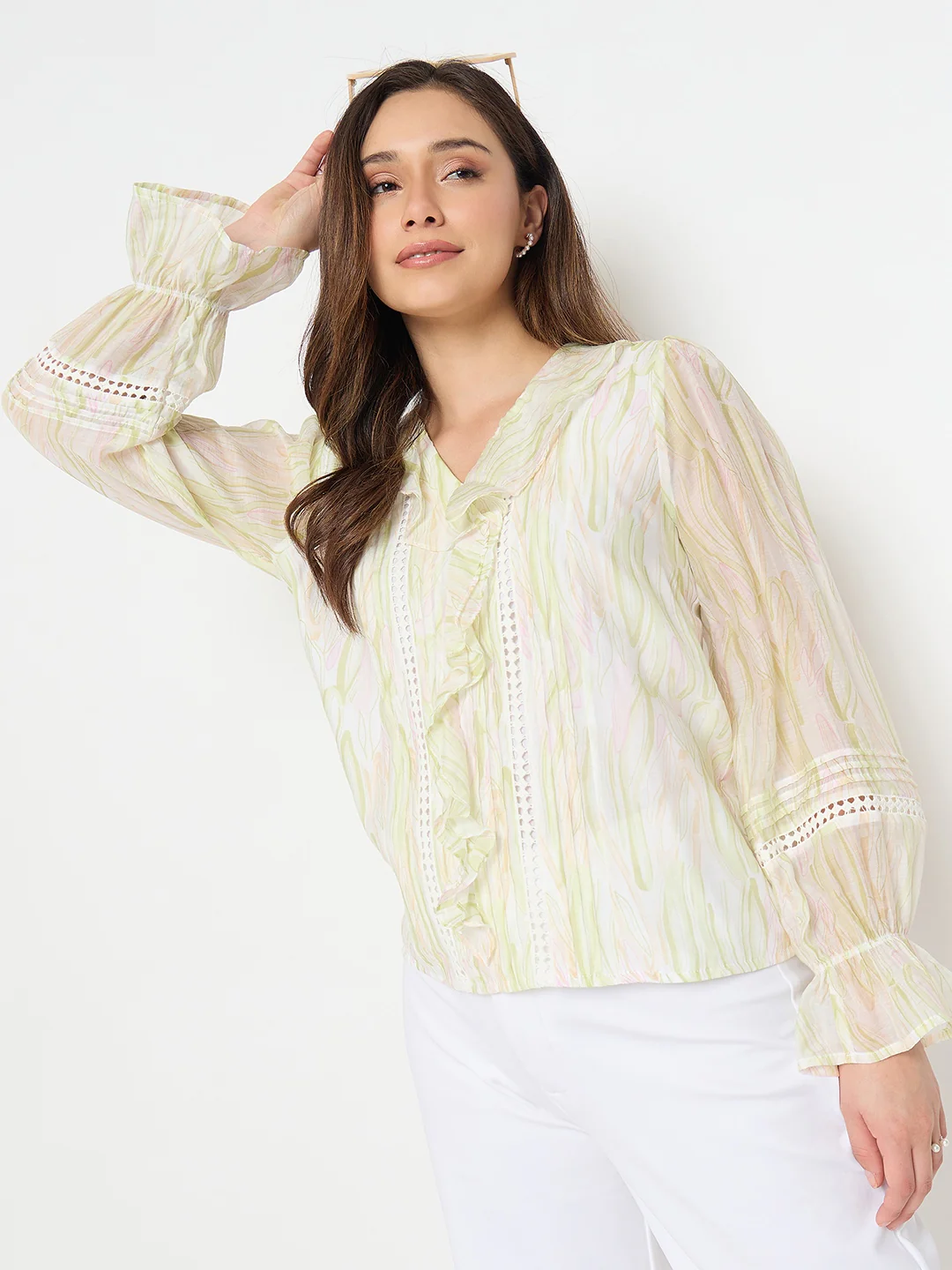 Madame Green Rayon Blend Cotton Top - Image 2