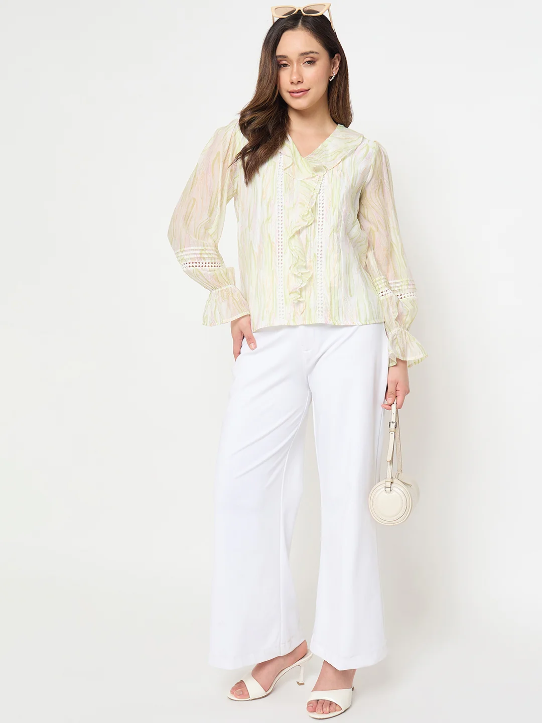 Madame Green Rayon Blend Cotton Top - Image 3