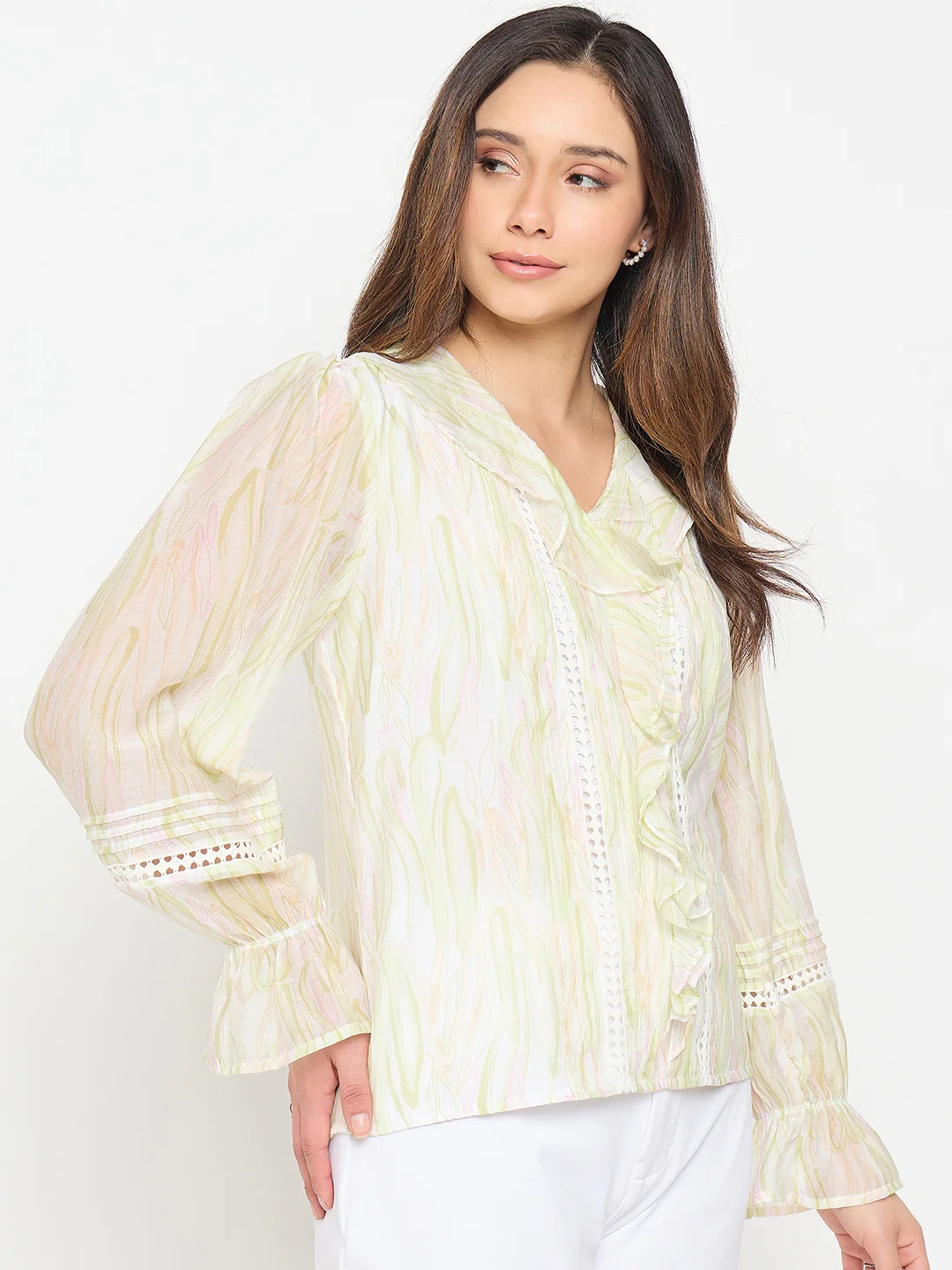 Madame Green Rayon Blend Cotton Top - Image 4