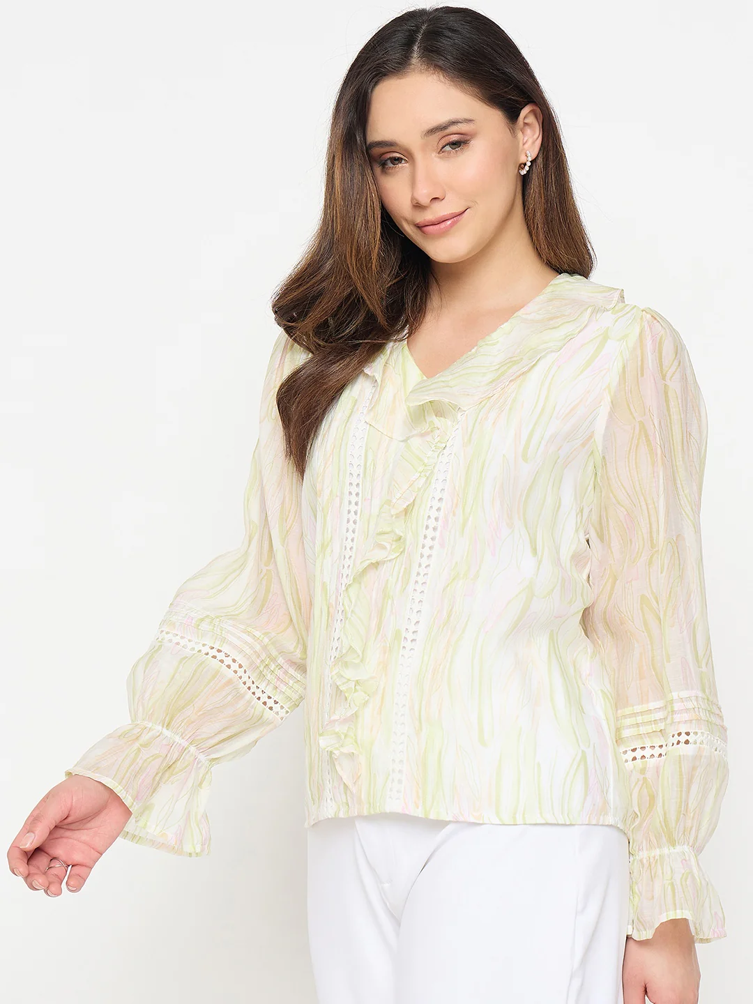 Madame Green Rayon Blend Cotton Top - Image 5