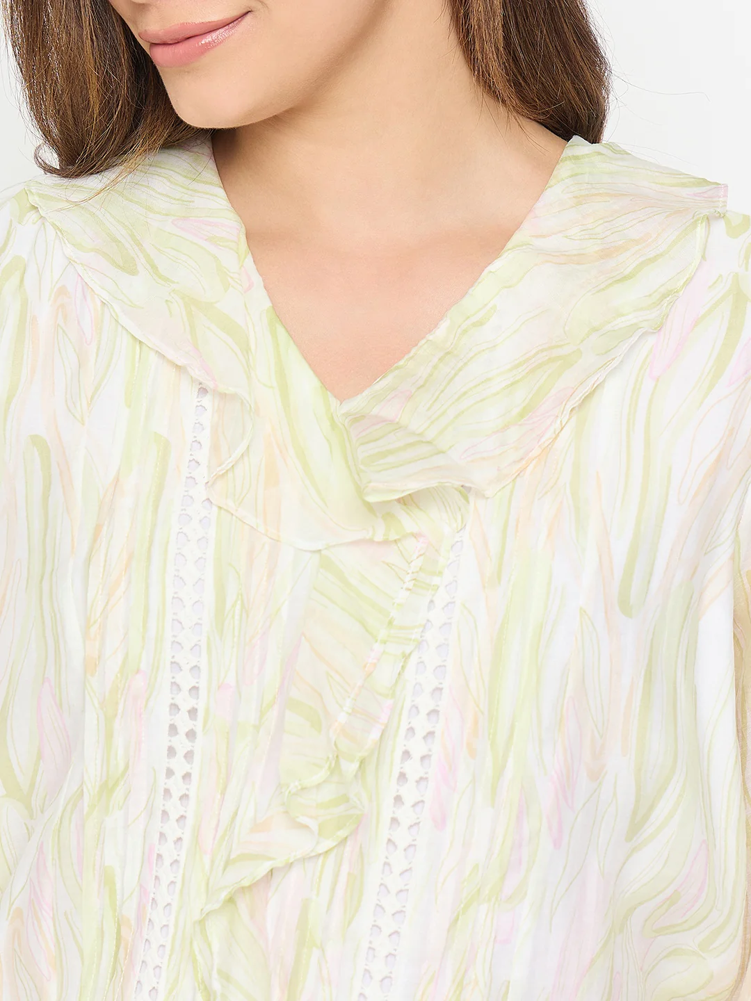 Madame Green Rayon Blend Cotton Top - Image 7