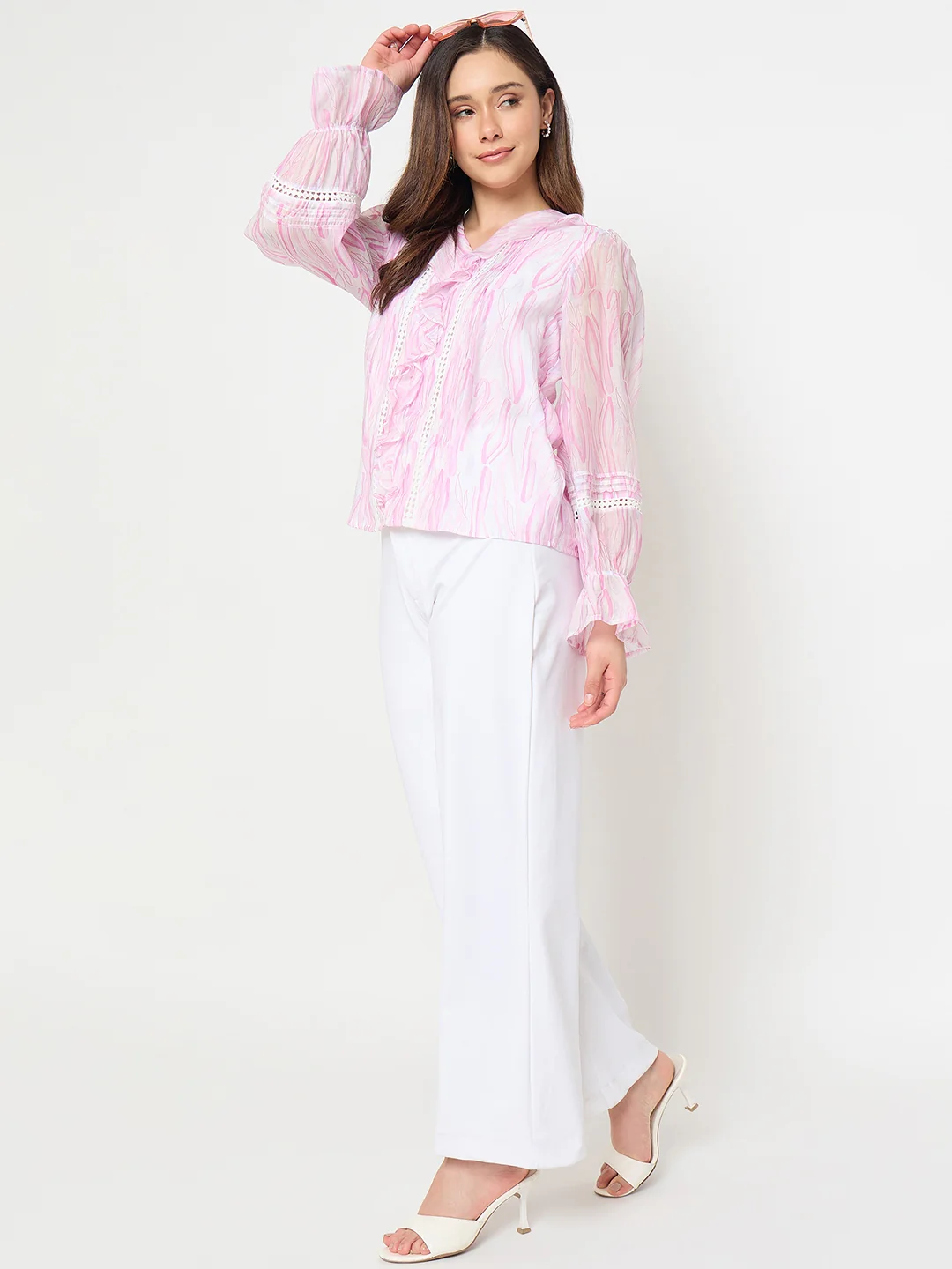 Madame Rayon Blend Pink Ruffle Top - Image 4