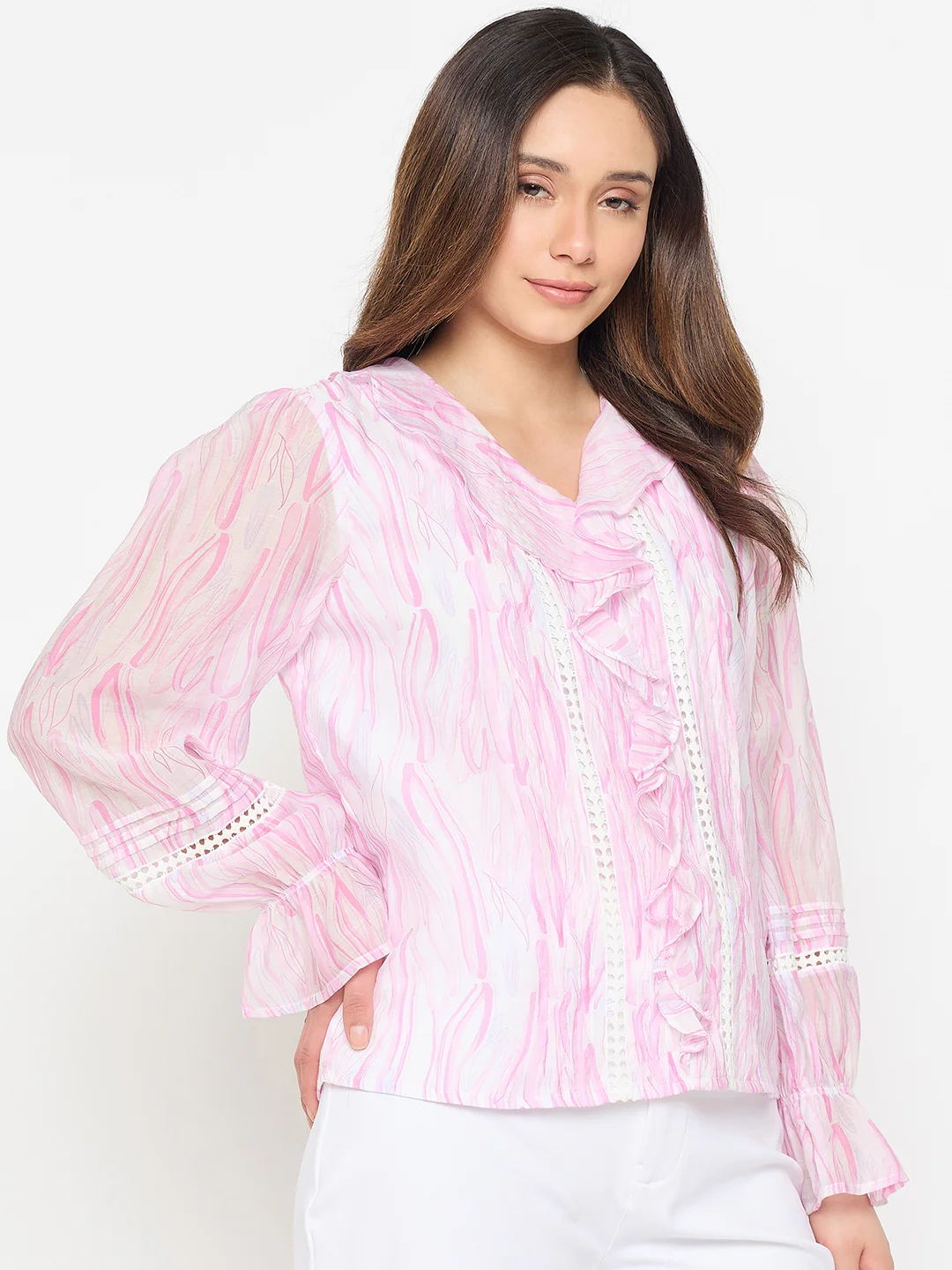 Madame Rayon Blend Pink Ruffle Top - Image 5