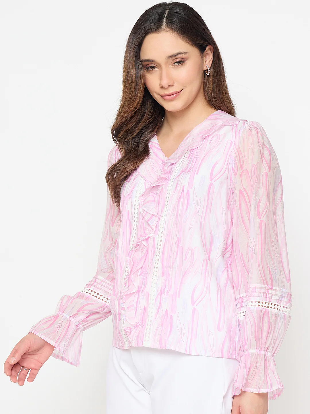 Madame Rayon Blend Pink Ruffle Top - Image 6