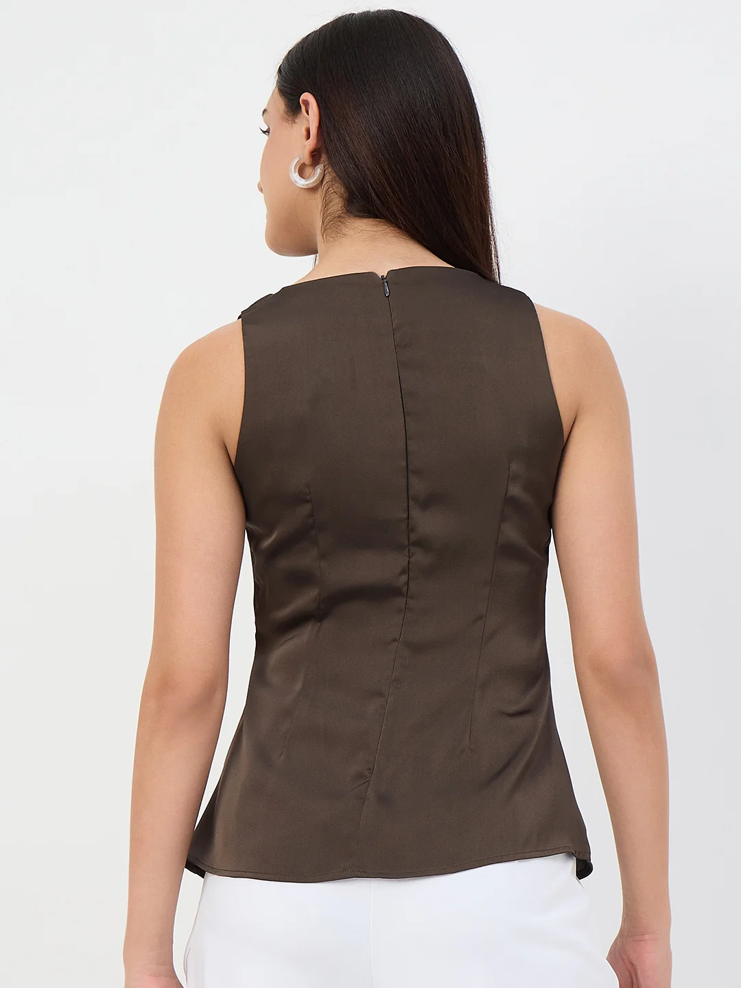 Madame Olive Ruched Sleeveless Long Top - Image 6