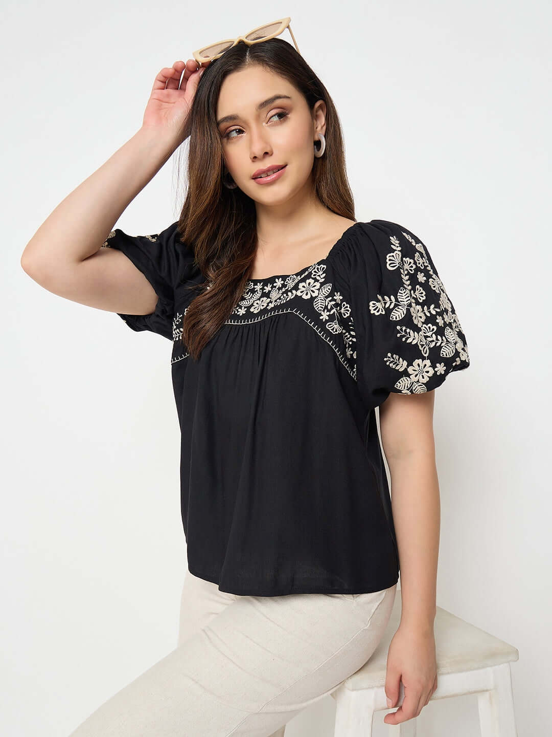 Madame Rayon Blend Black Top - Image 3