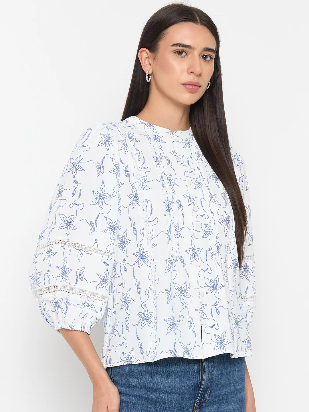 Madame Blue Printed Tunic Top - Image 4