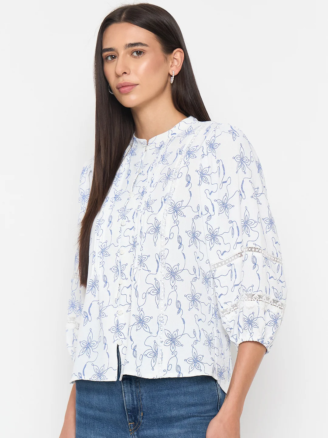 Madame Blue Printed Tunic Top - Image 5
