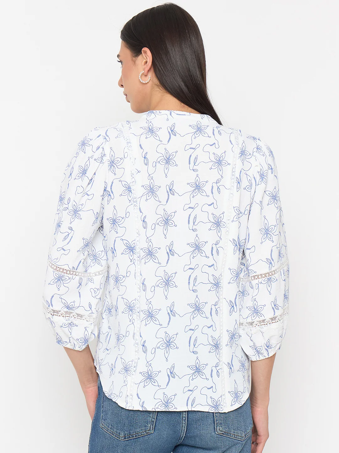 Madame Blue Printed Tunic Top - Image 6