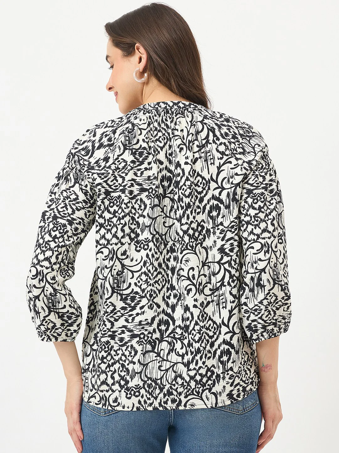 Madame Black Rayon-Blend Puff-Sleeve Top - Image 6
