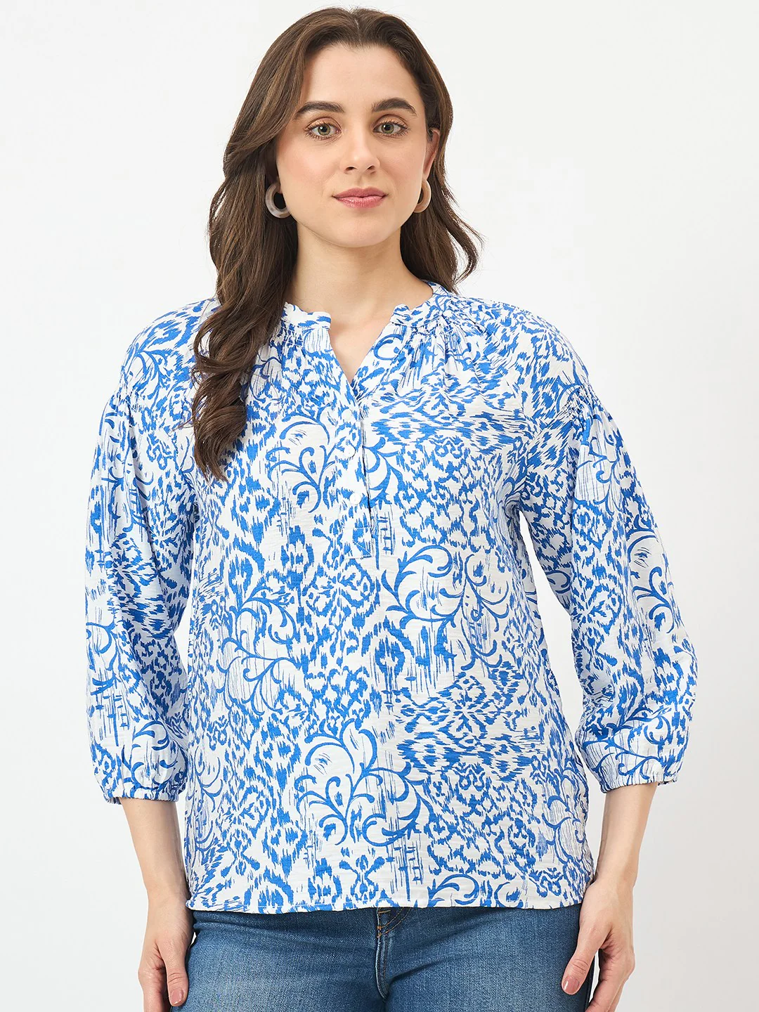 Madame Royal Blue Rayon-Blend Top