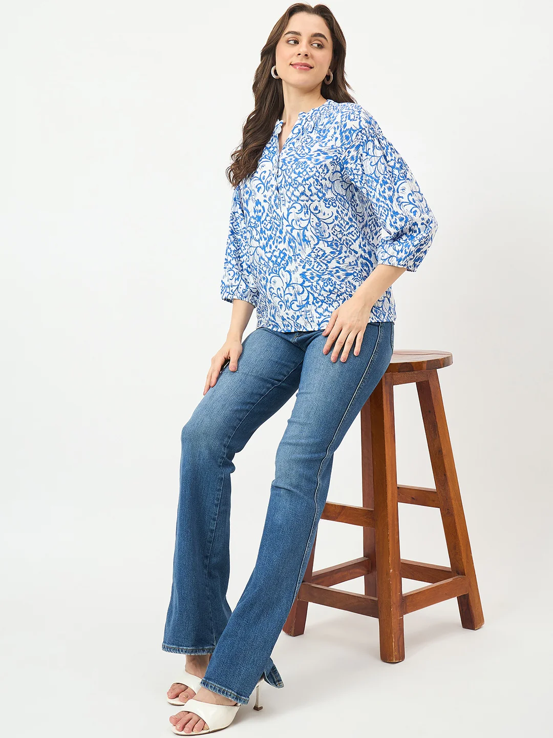 Madame Royal Blue Rayon-Blend Top - Image 2