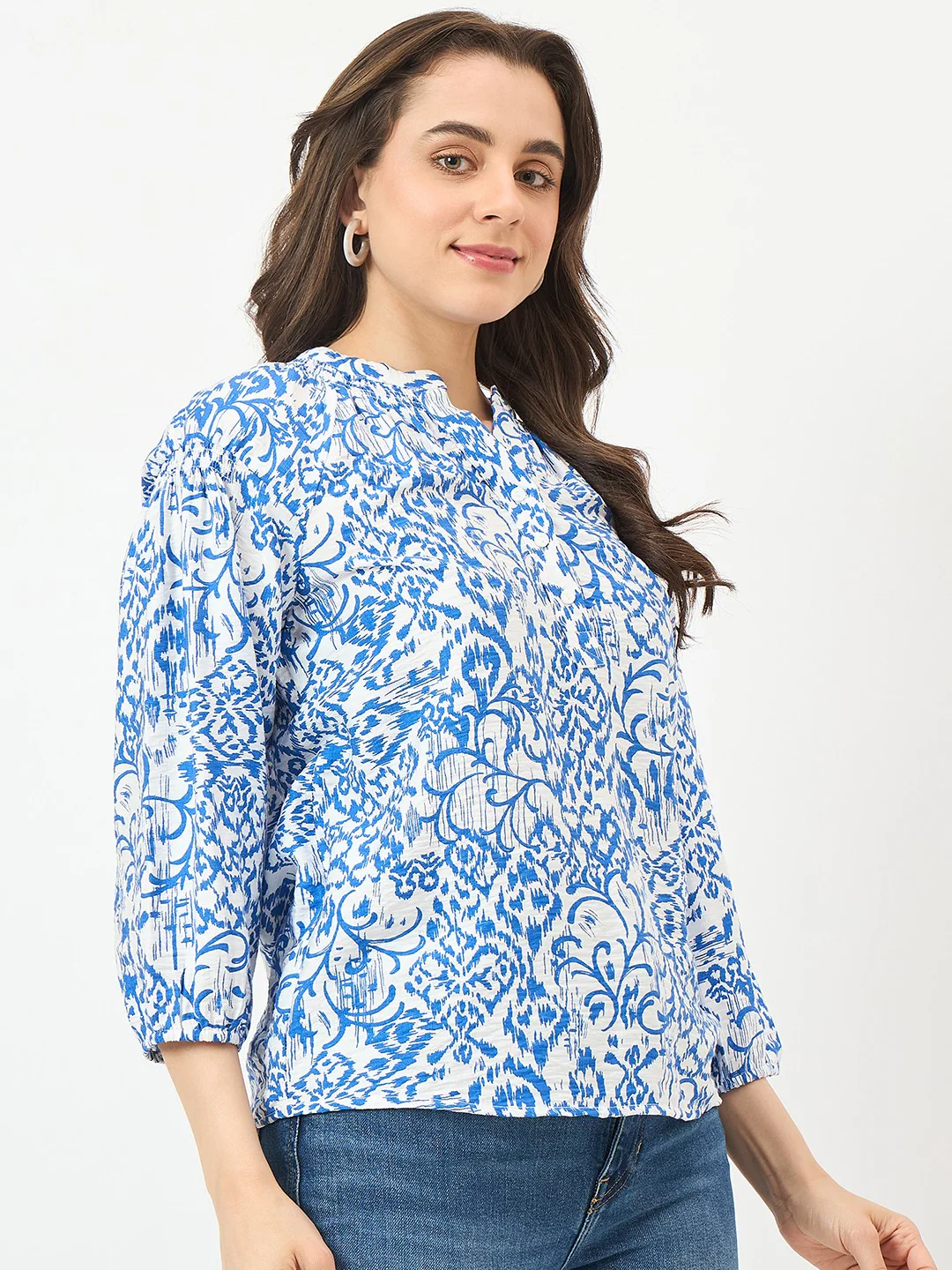 Madame Royal Blue Rayon-Blend Top - Image 4