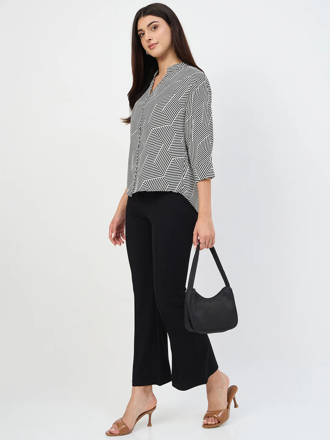 Madame Black Pleated Front Flared Trousers - Image 2
