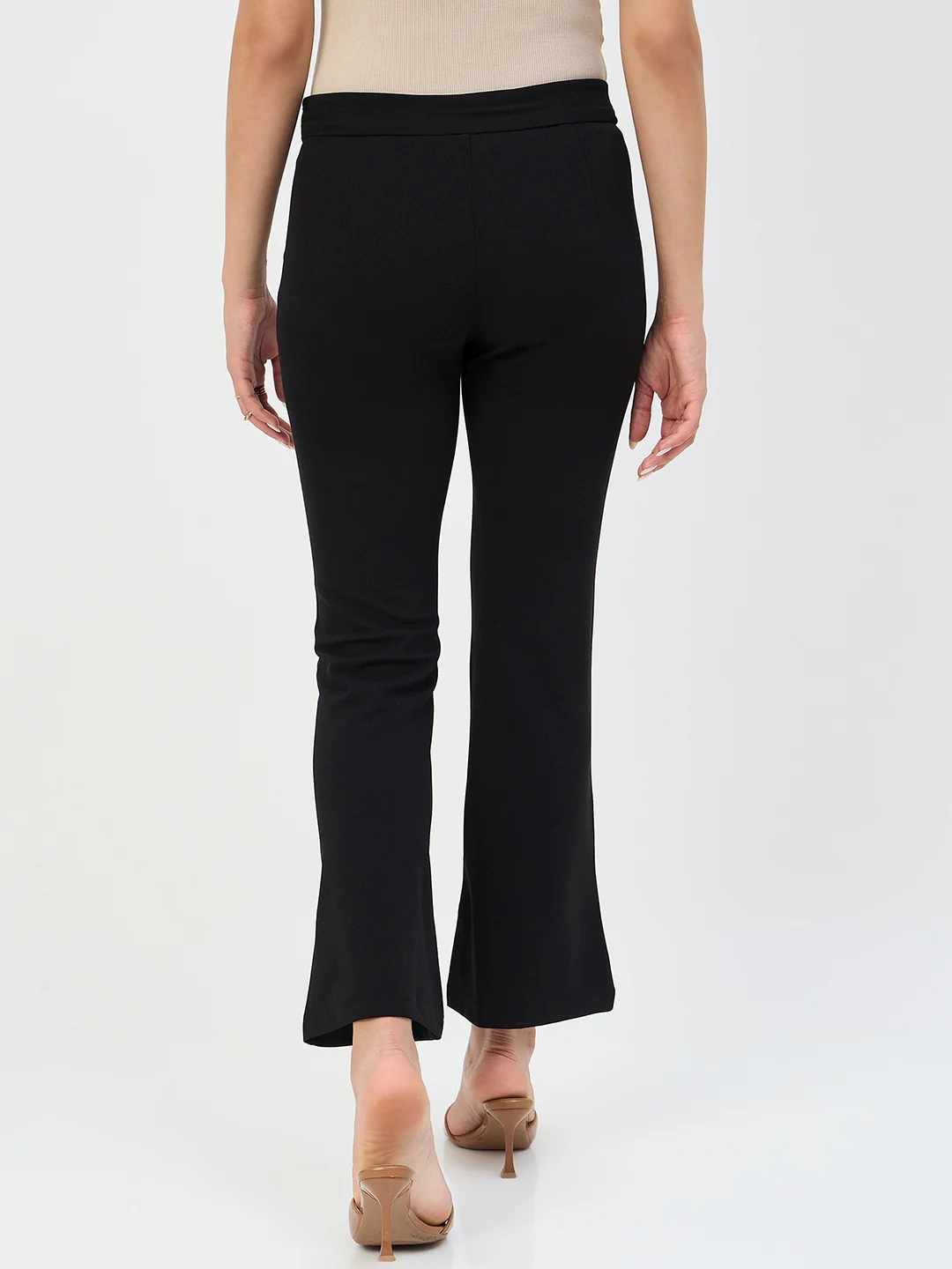 Madame Black Pleated Front Flared Trousers - Image 6