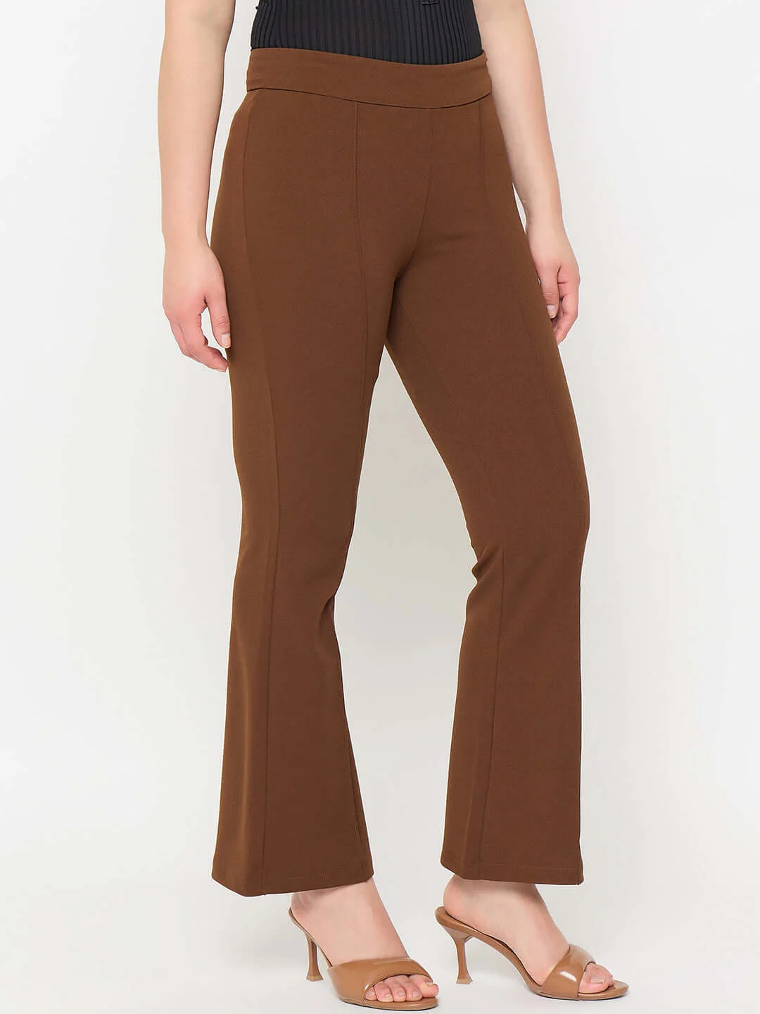 Madame Coffee Brown Flared Trousers - Image 4