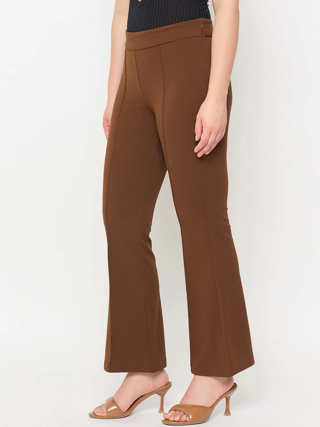 Madame Coffee Brown Flared Trousers - Image 5
