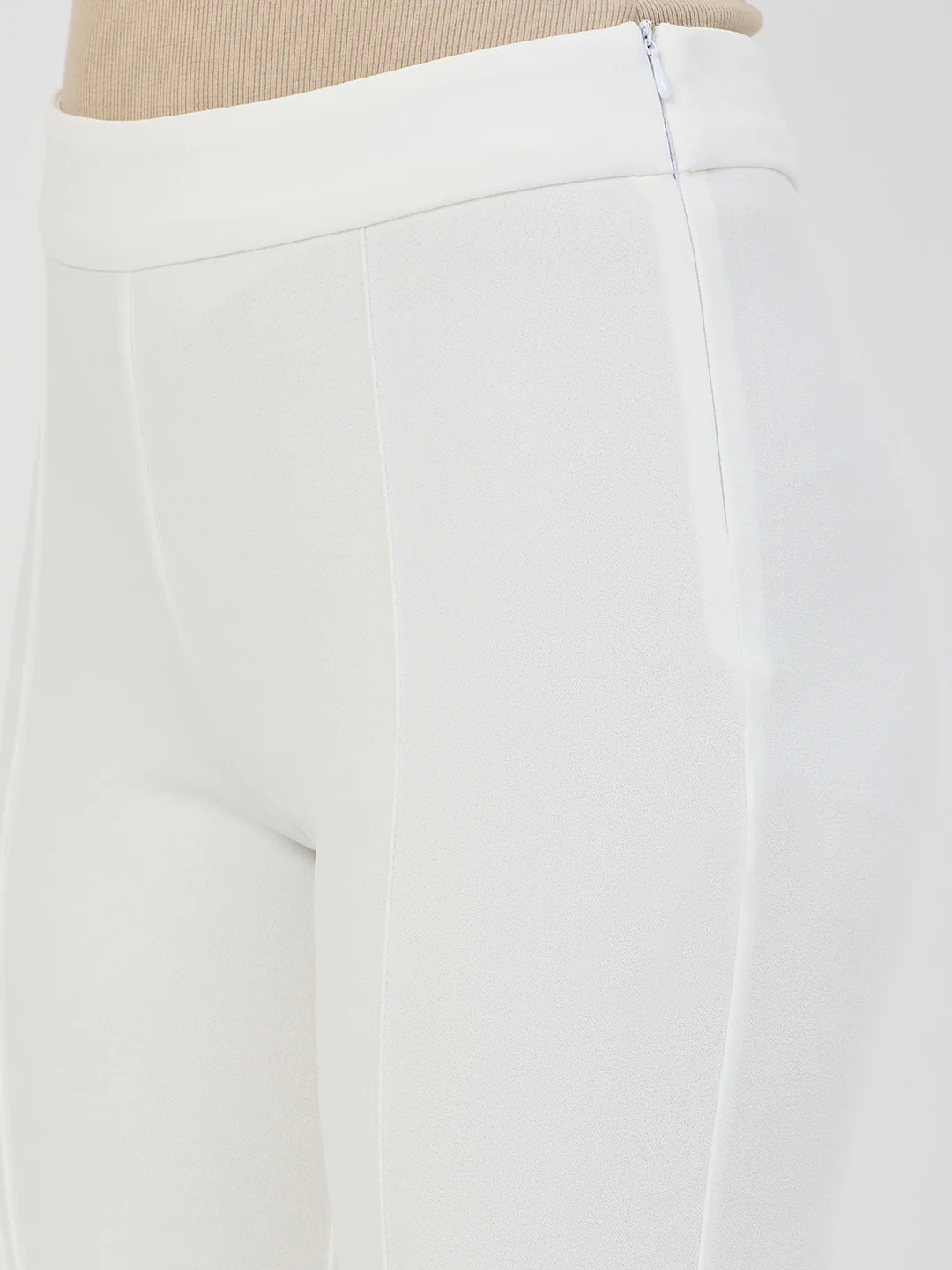 Madame White Pleated Front Flared Trousers - Image 7