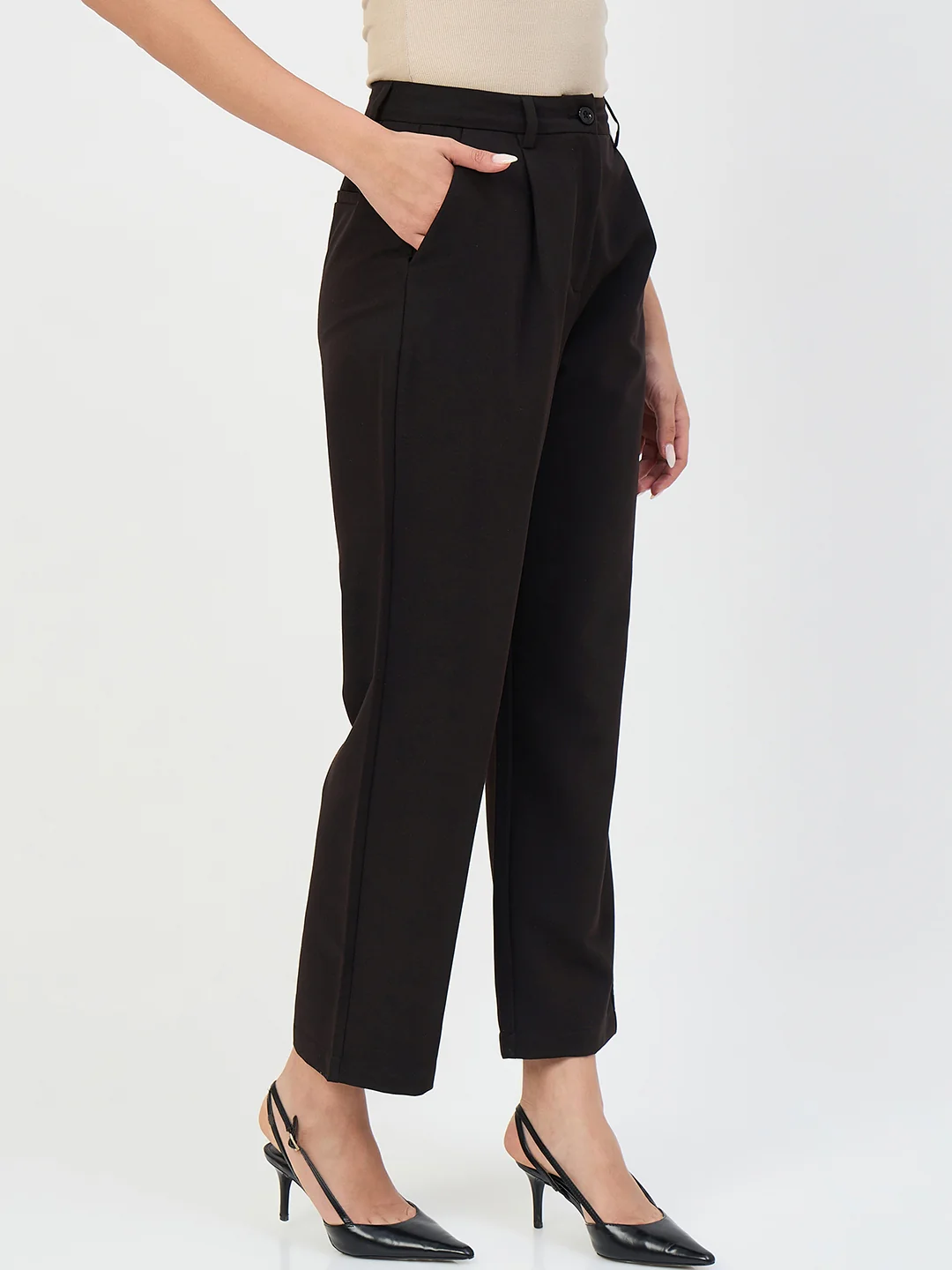Madame Black Pleated Formal Trousers - Image 4