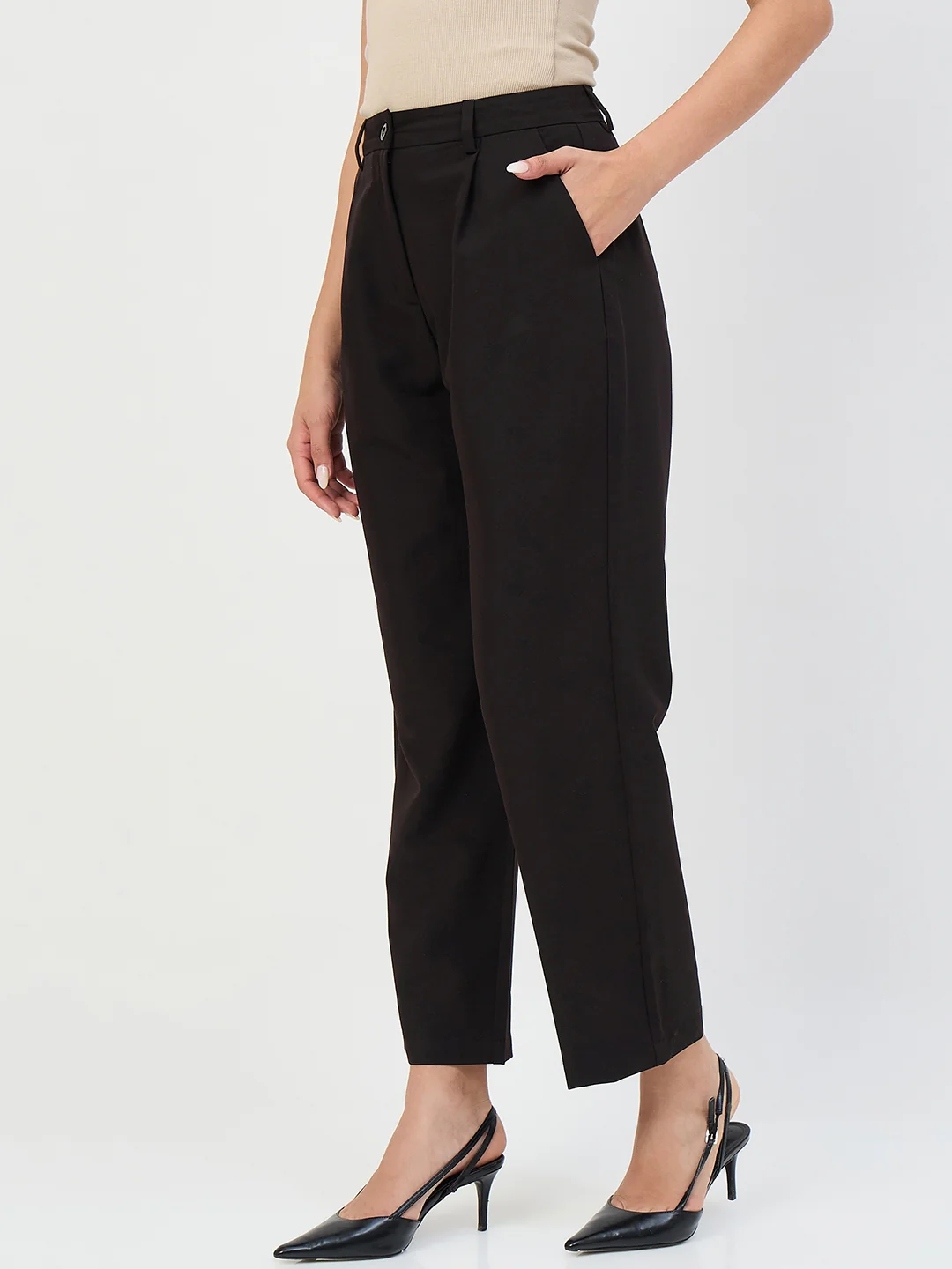 Madame Black Pleated Formal Trousers - Image 5